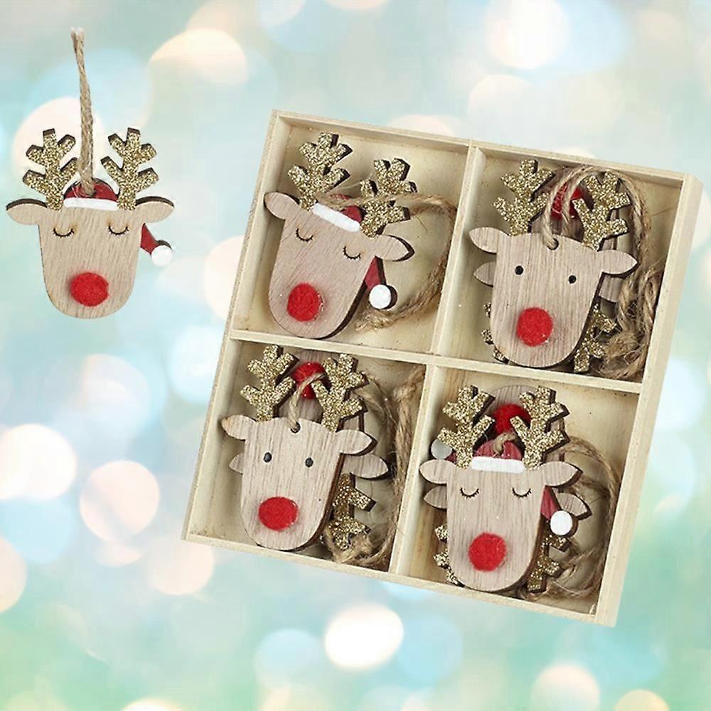 金の角のクリスマスハングデクデク8セットと木製のトナカイ