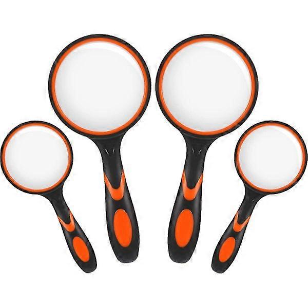 4 Pieces Magnifying Glass, 4x and 10x Handheld Reading Glasses with Non-Slip