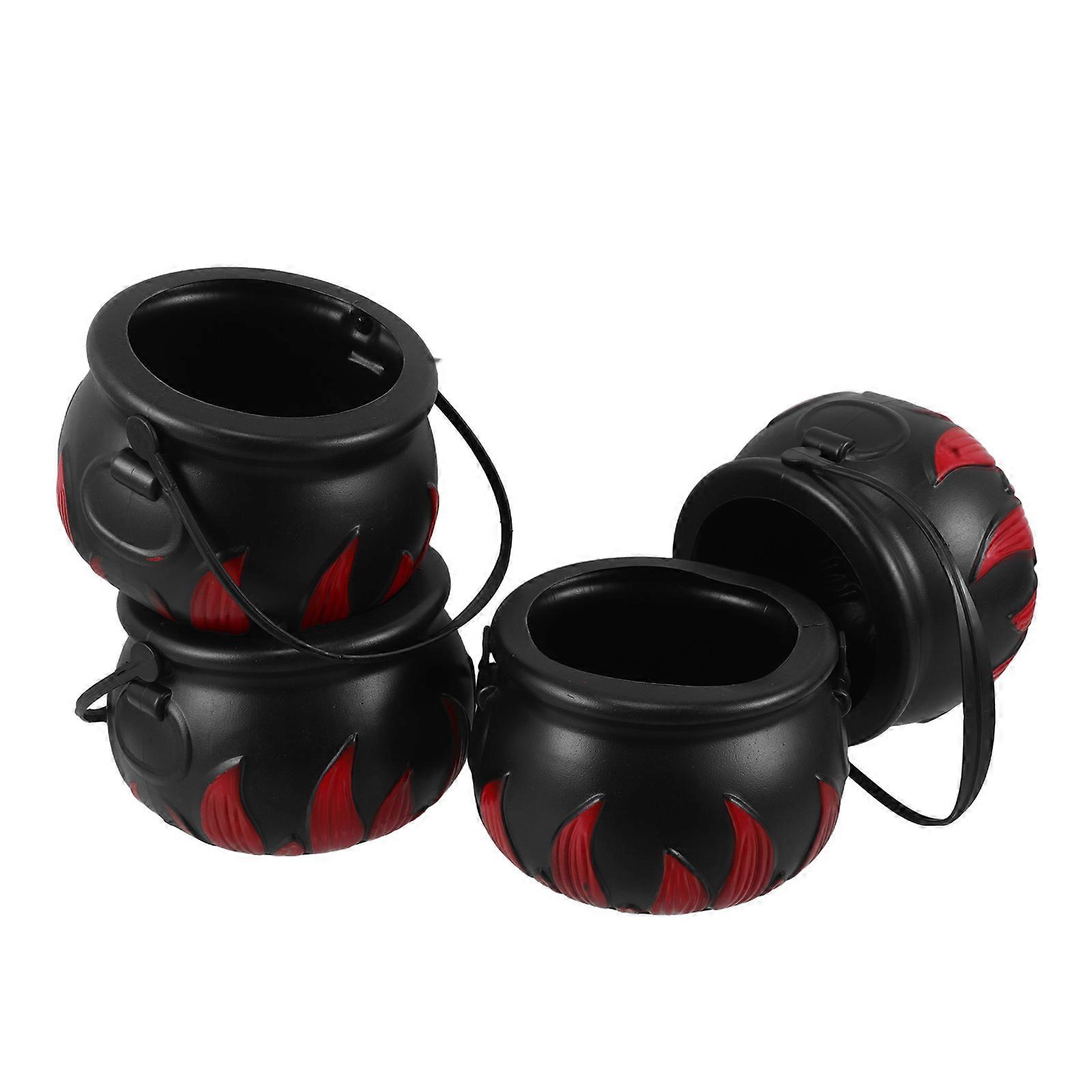 Pumpkin Candy Bucket Black Halloween Treat Container 4Pcs Set