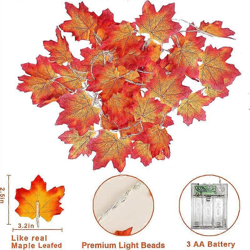 2/3M Halloween LED Lights String,Artificial Maple Leaf Lantern Garland,Halloween Christmas Thanksgiving Day Home Decorations