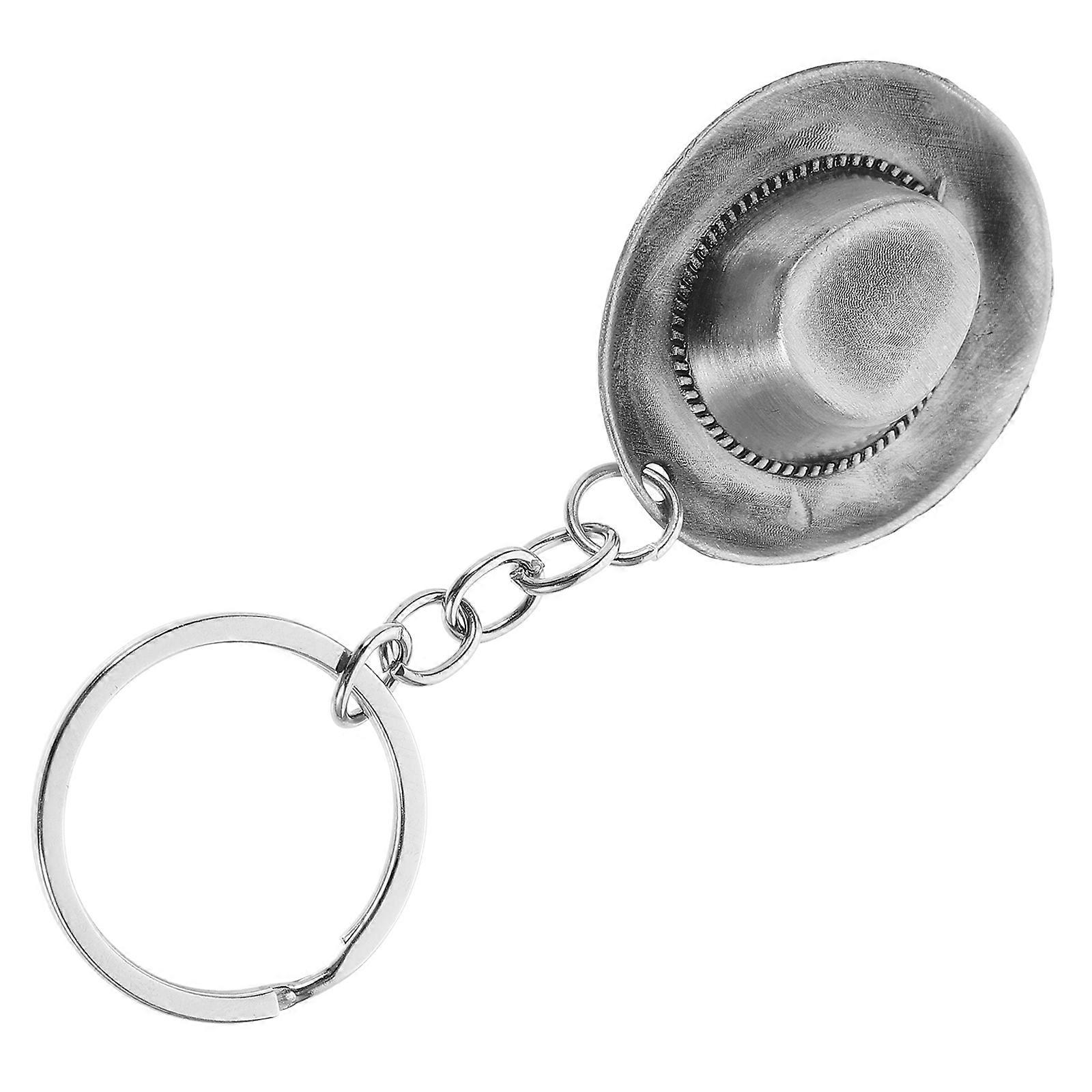 Metal Hat Keychain Pendant for Hanging 2Pcs Silver Vintage Accessory