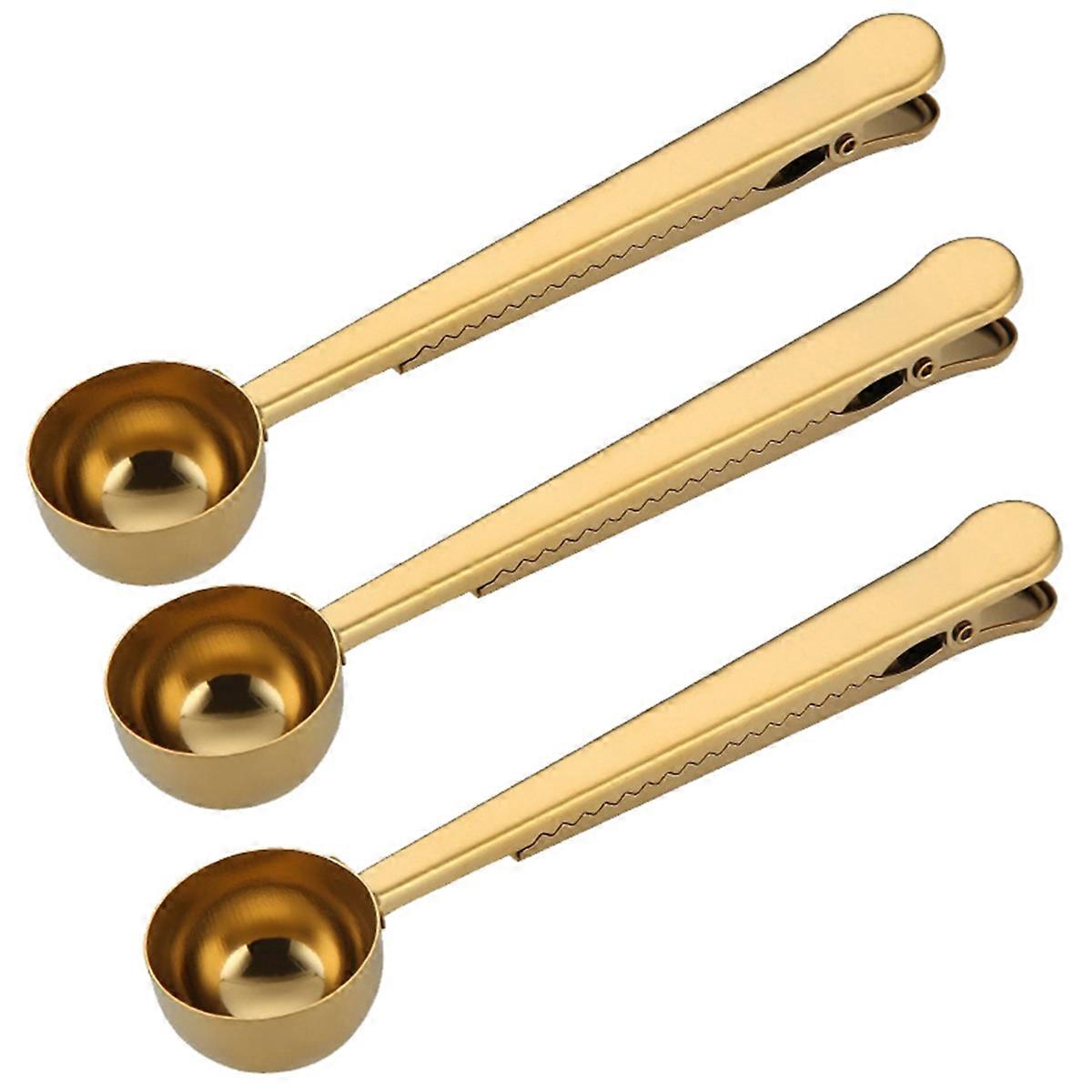 2 in 1 Coffee Spoon Coffee Powder Measuring Spoon,Gold