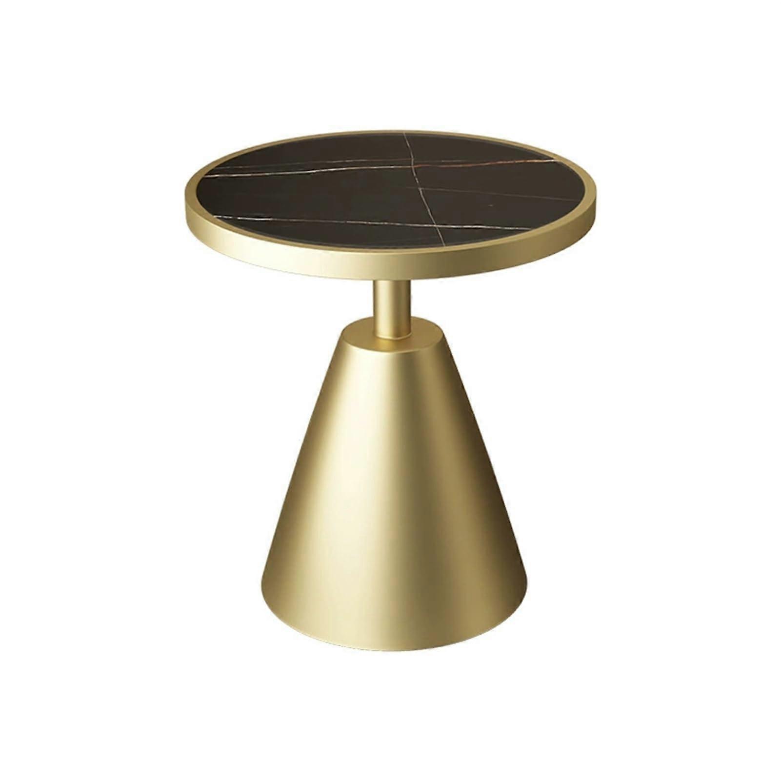 Round Slate Side Table with Metal Base, Slate , Living Room Or Bedroom Decor, Compact End Table