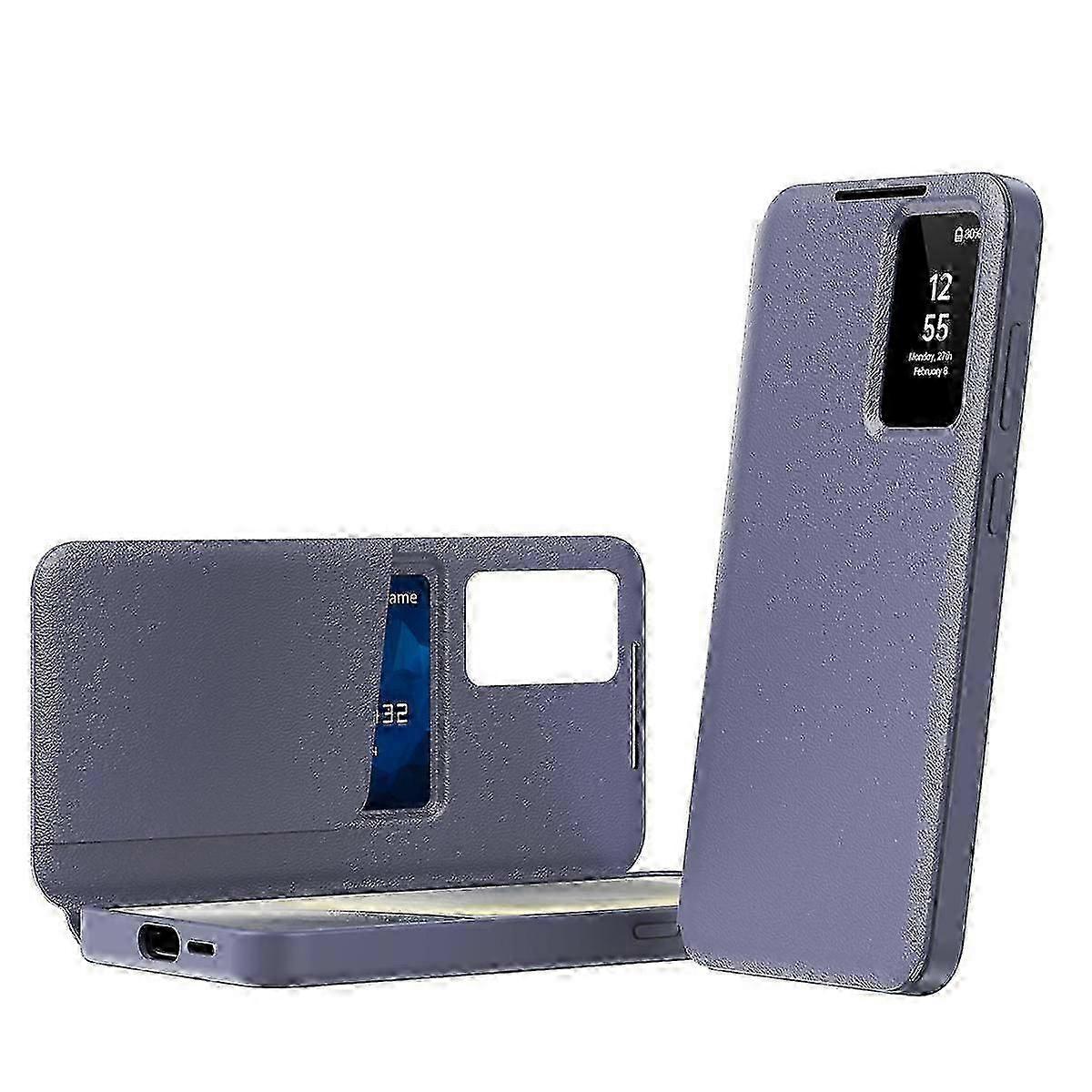 Smart View Window Leather Phone Case with Card Slot - TPU PC PU Protective Cover??