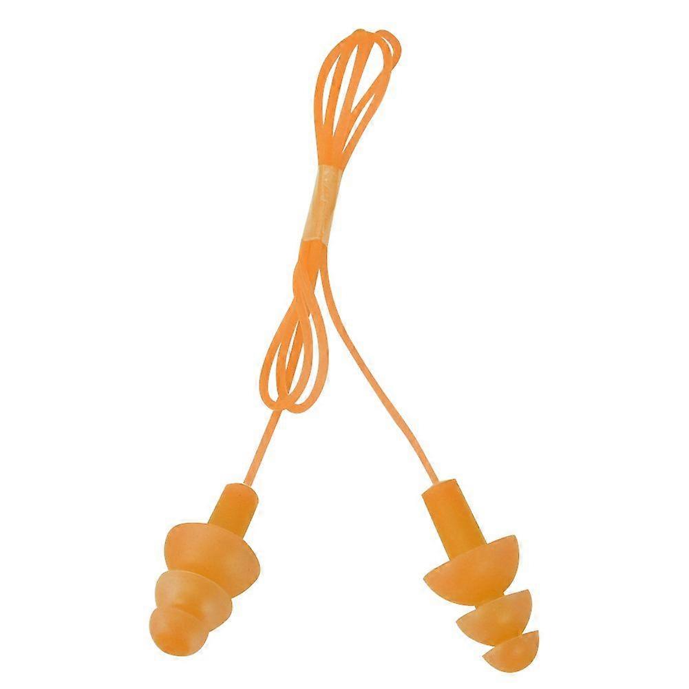 Waterproof Soft Silicone Corded Noise Prevention Swimming Earplugs Earmuff(Orange)