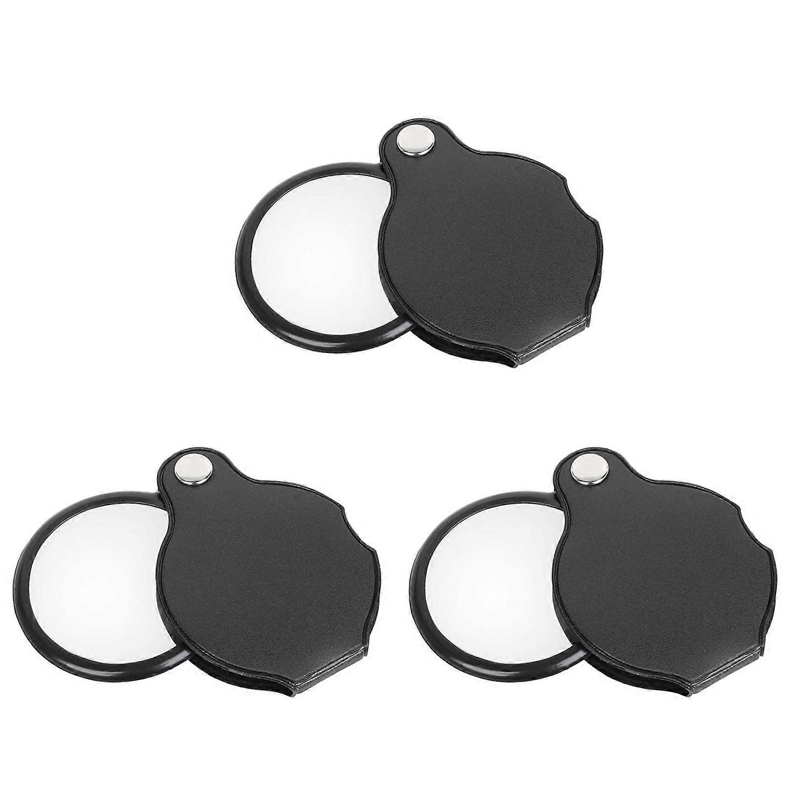 3X Folding Fold Pocket Magnifying Glass Magnifier Lens 3X Magnification Folding Leather Case Magnifying Glass
