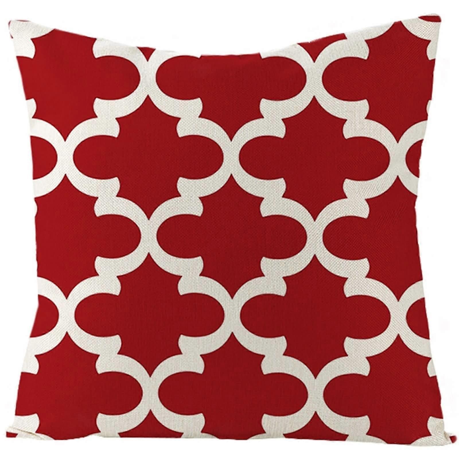 Pillow Covers Modern Linen Throw Pillows 18x18 Inch Flower Pattern Red Style 5 45x45 Cm