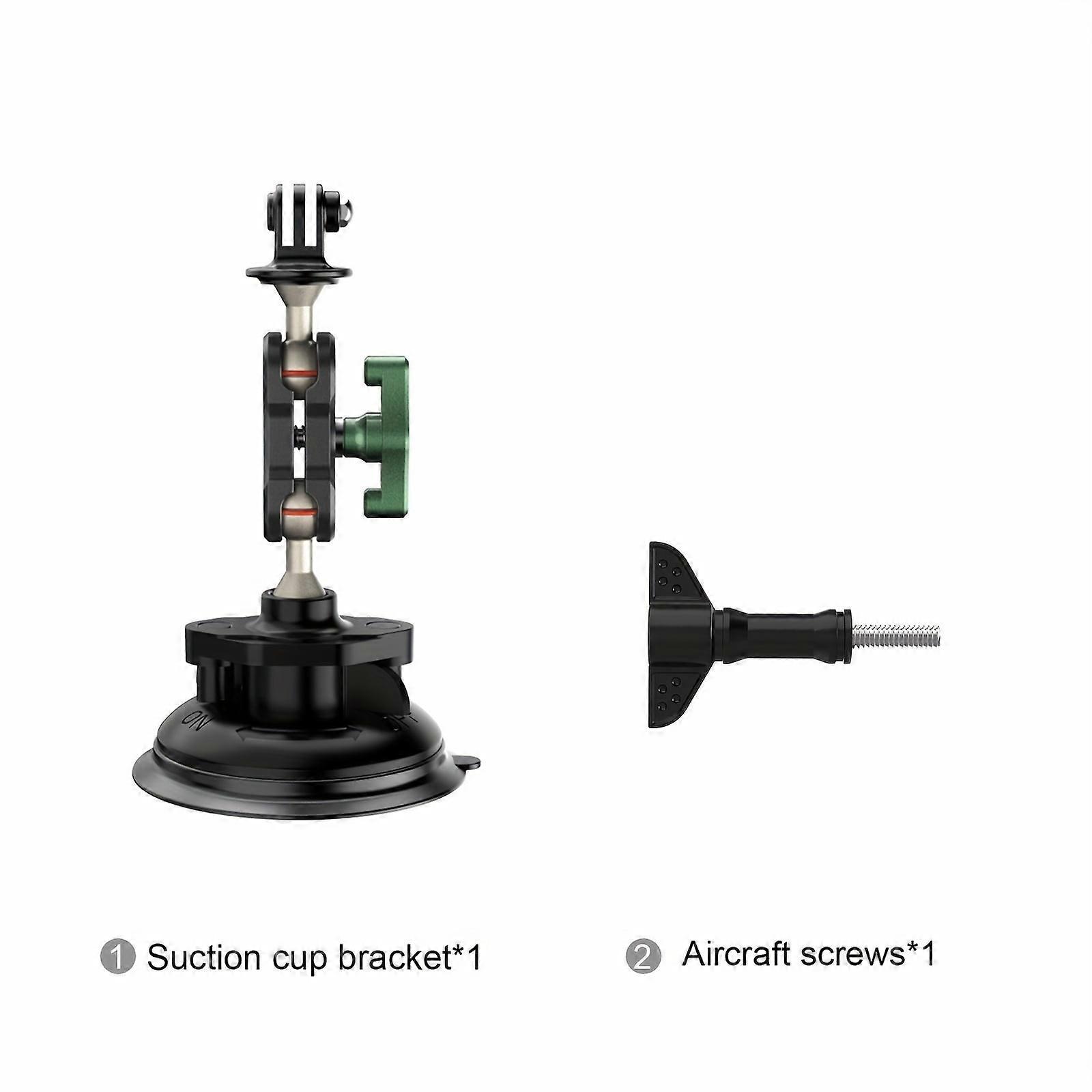 Aluminum Alloy Suction Cup Car Phone Holder, compatible with GoPro Hero 12/11/10/9, Insta360, DJI Osmo Action, with 1/4" thread