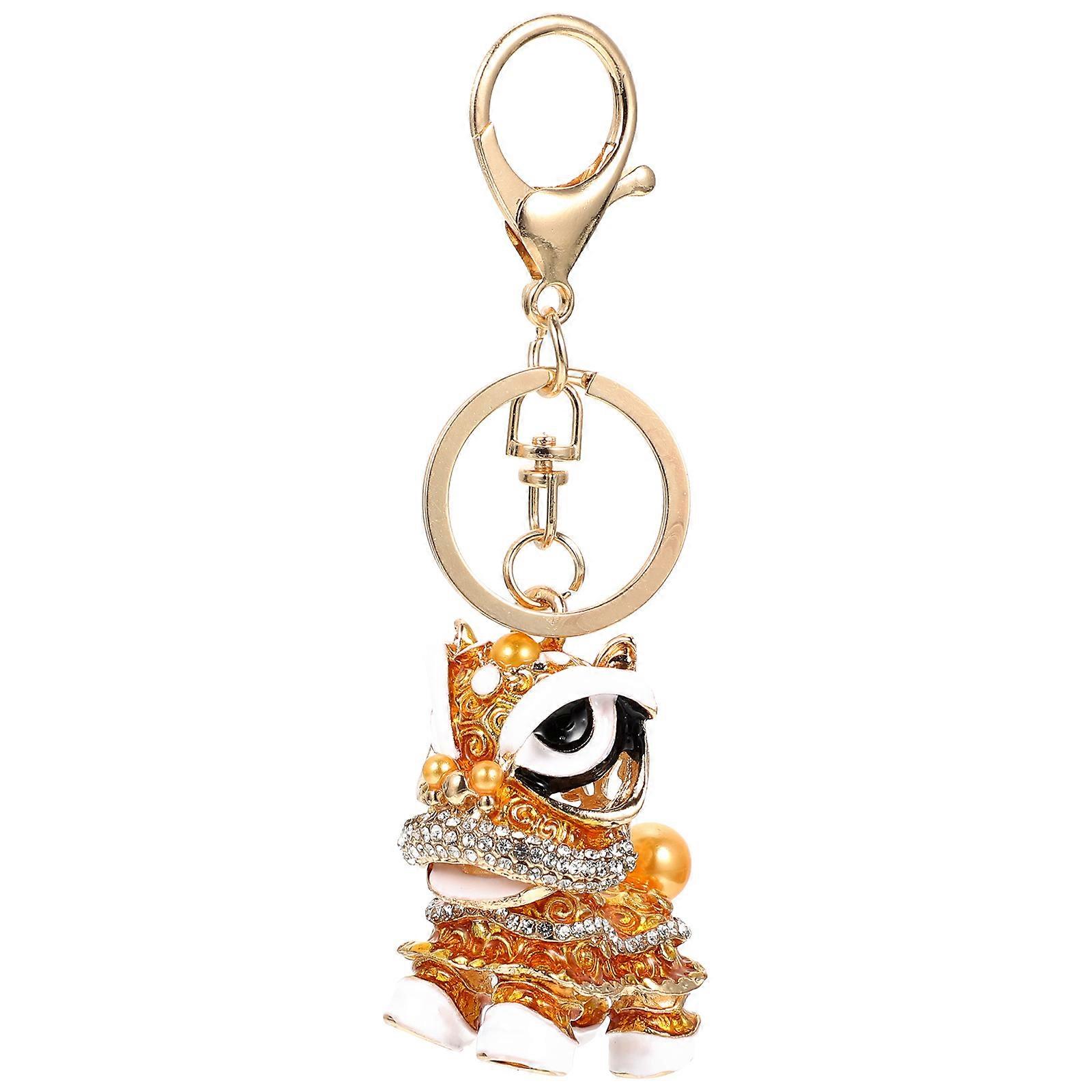Car Keychain Pendant Lion Themed Alloy Key Chain Decorative Key Pendant Home Decoration Golden 1Pack