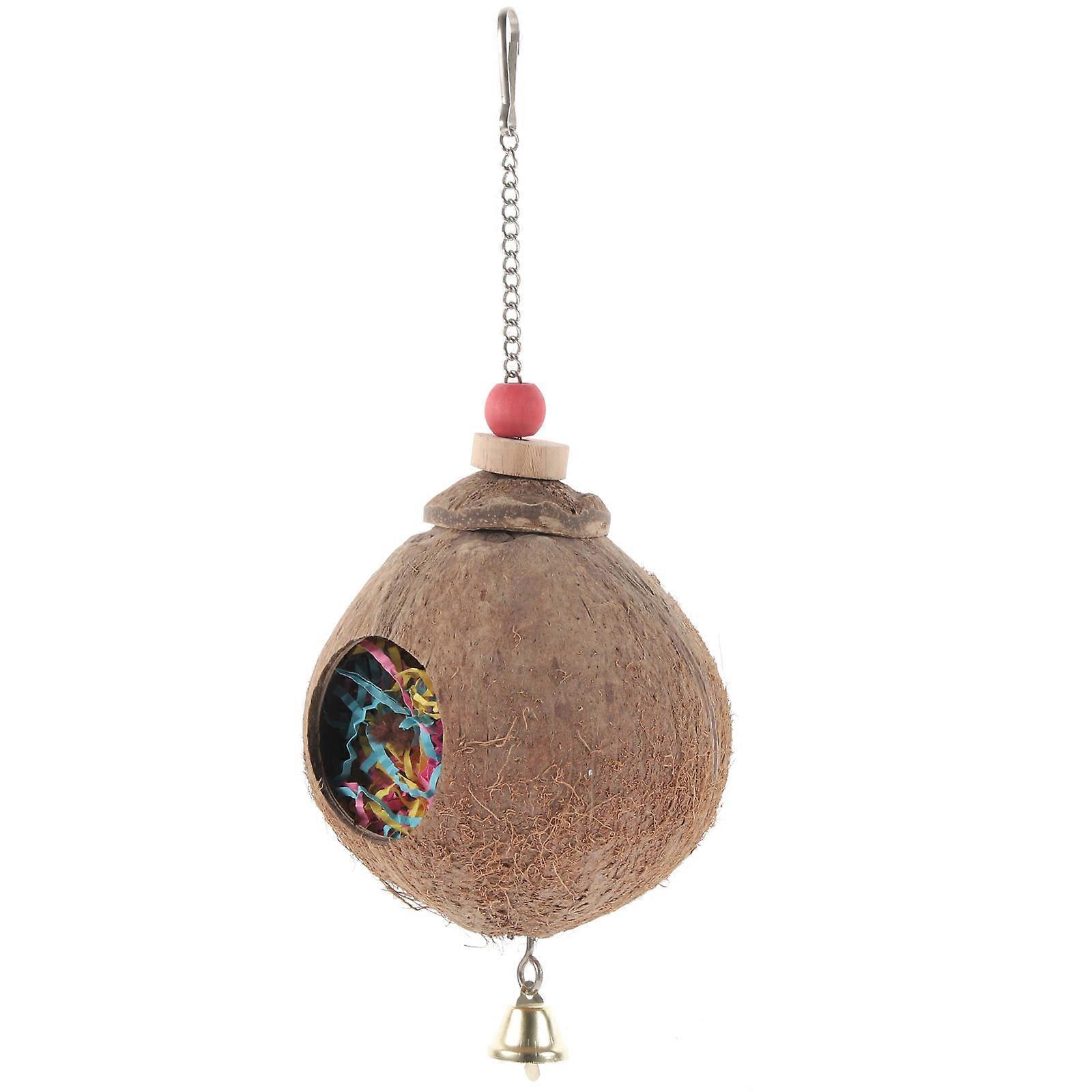 Bird Chew Toys Parrot Toys Round Shape Cage Hanging Indoor Playtime Bamboo 18x12x12cm 1Pack