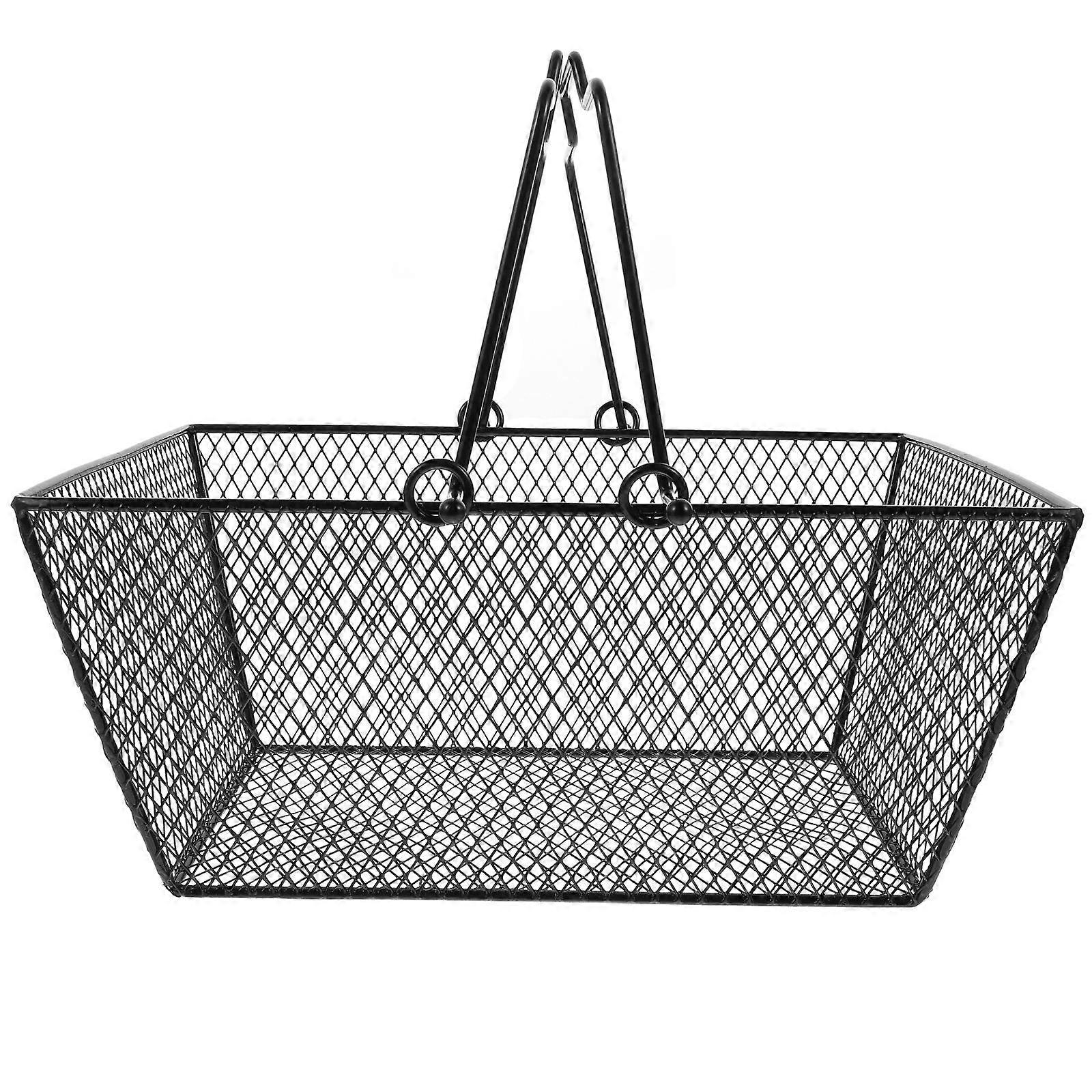 Black Storage Basket Fruit Basket for Kitchen Use 2Pcs Iron Material
