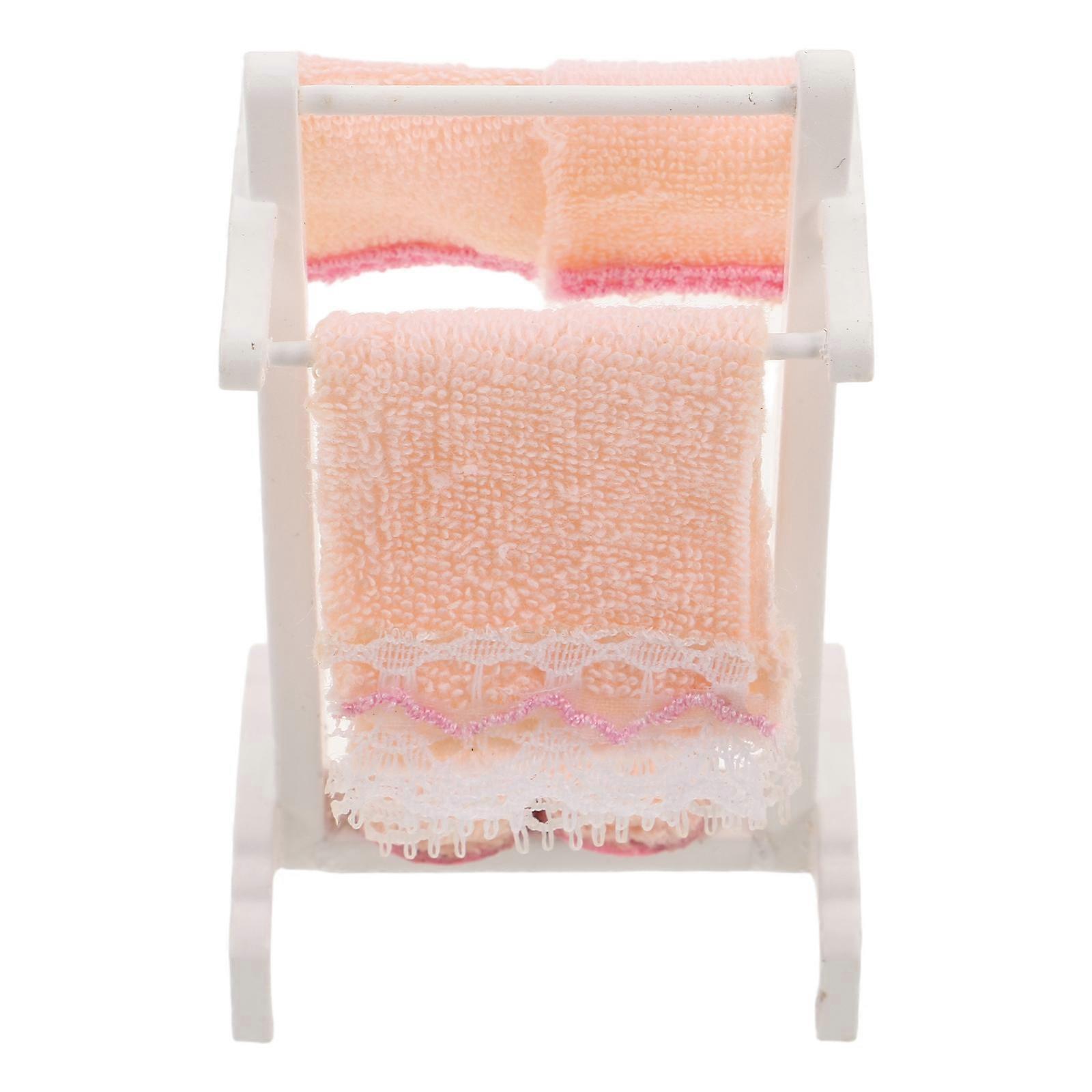 White Miniature Towel Rack Dollhouse Bathroom Accessory with Durable Material 5Sets