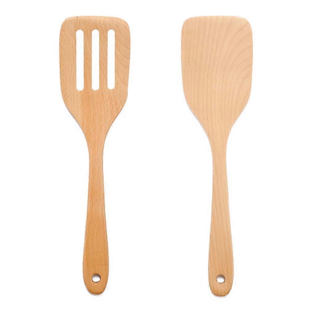 3 Holes Kitchen Spatula Wooden Turner for Cooking 6Pcs Set