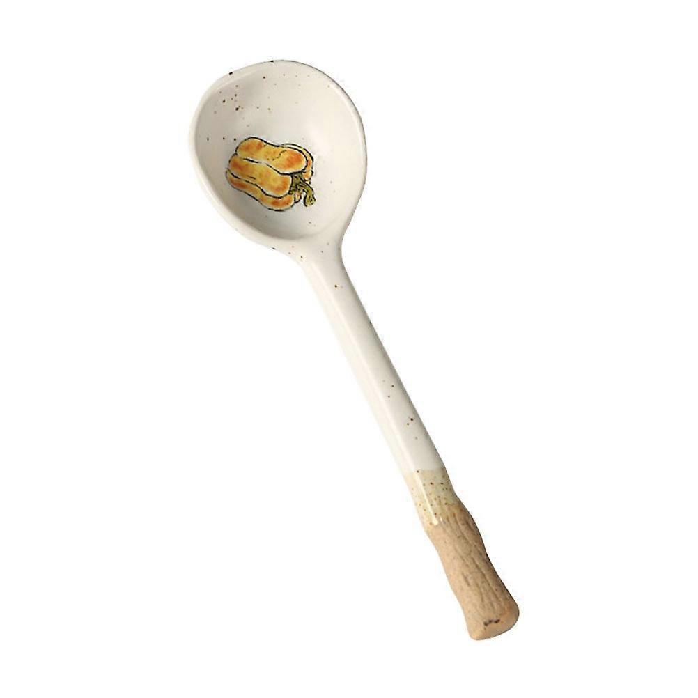 Creative Ceramic Spoon Dessert Spoon for Kitchen Use 5Pcs Beige