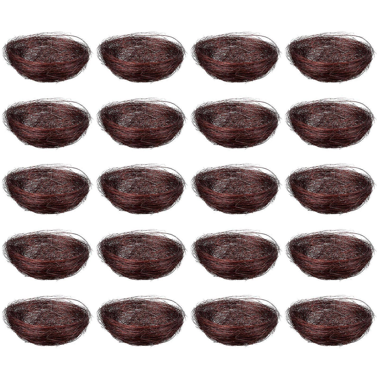 Dark Brown Artificial Birds Nest for Decoration 20Pcs Thread Bird Nest