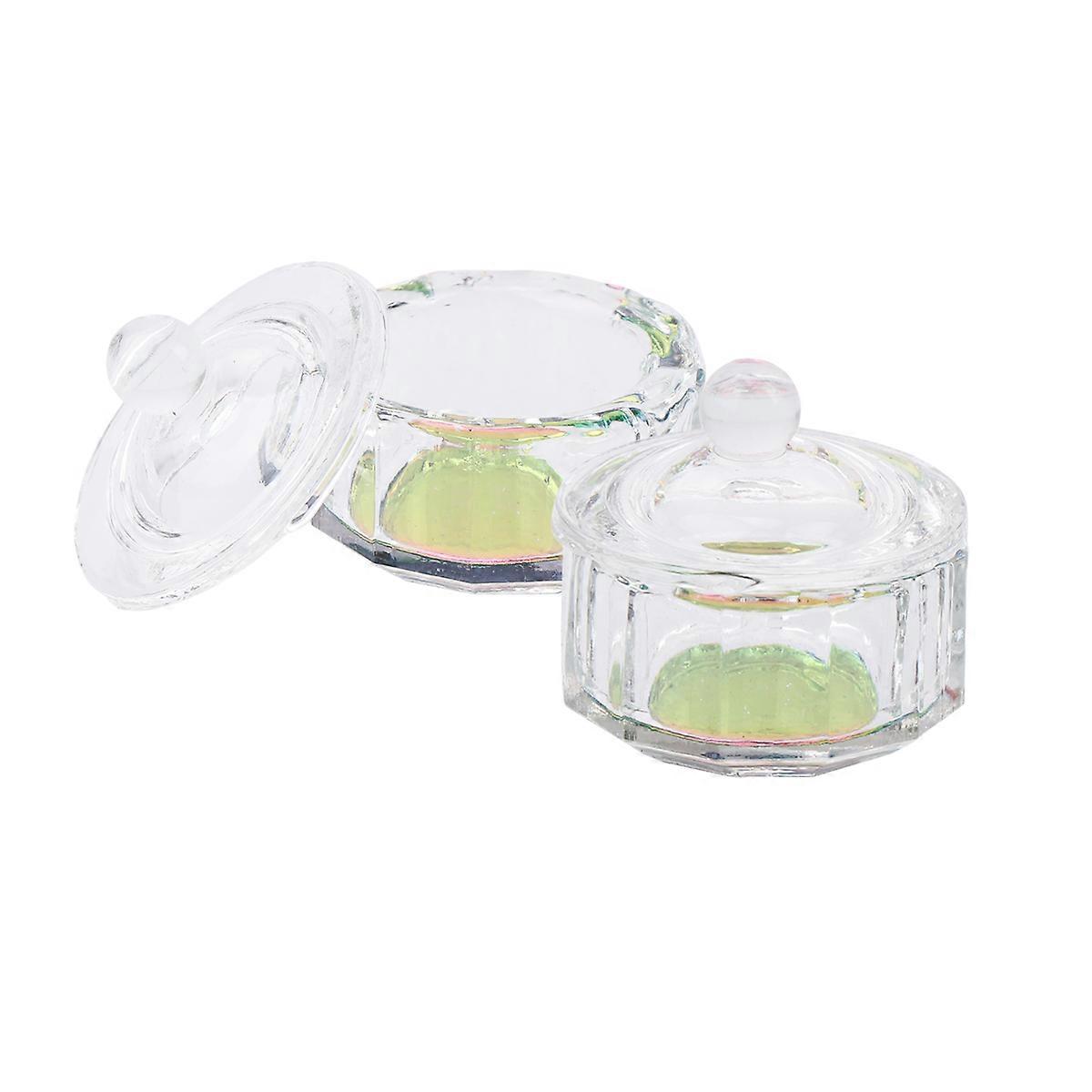 Mini Acrylic Liquid Container for Nail Art 6Pcs Transparent Glass Octagon