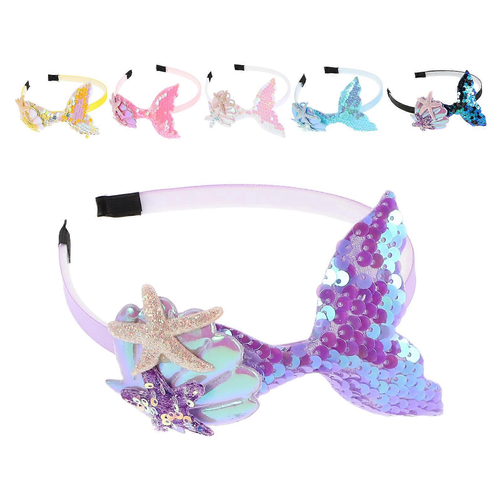 Assorted Color Mermaid Headband for Decoration 12Pcs Sequins Headdress
