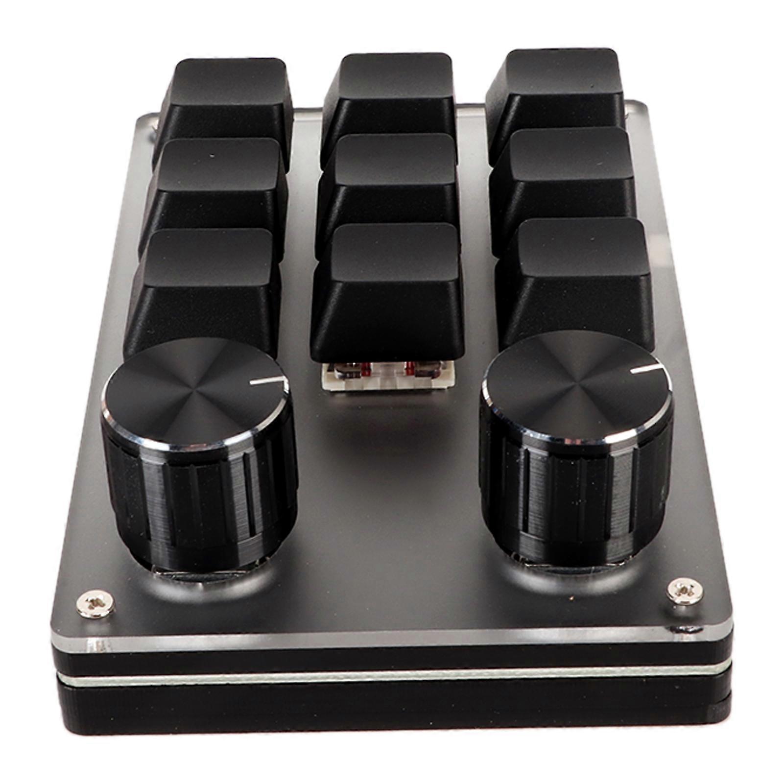 Red Switch Macro Keyboard 9 Keys 2 Knobs USB Wired Mini Keypad