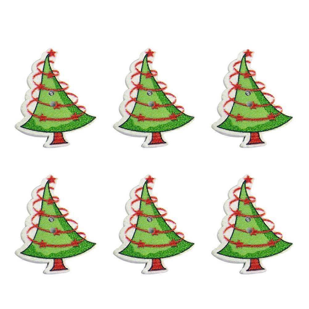 Christmas Tree Shaped Wooden Buttons for Crafting and Sewing Unique Decorative Style 150 Pcs 35x27mm