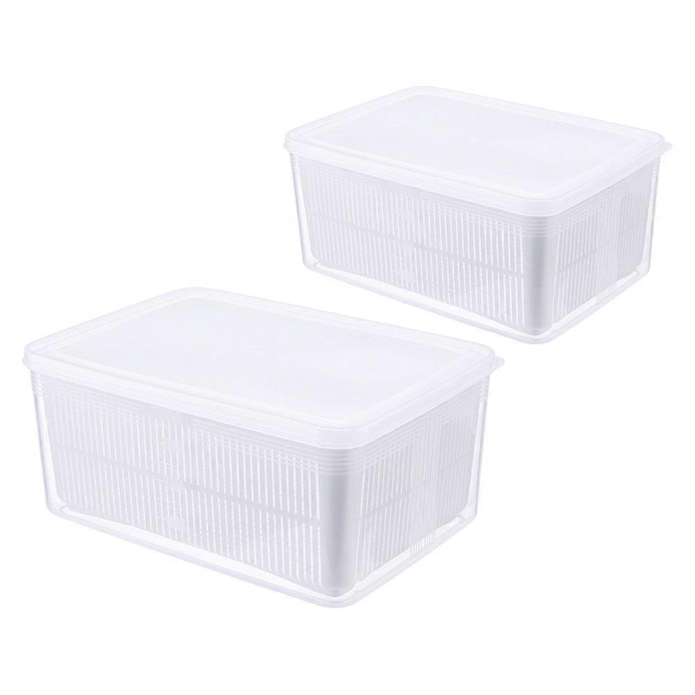Preservation Box Function with 2Pcs Oblong Food Drainer Kitchen Containers