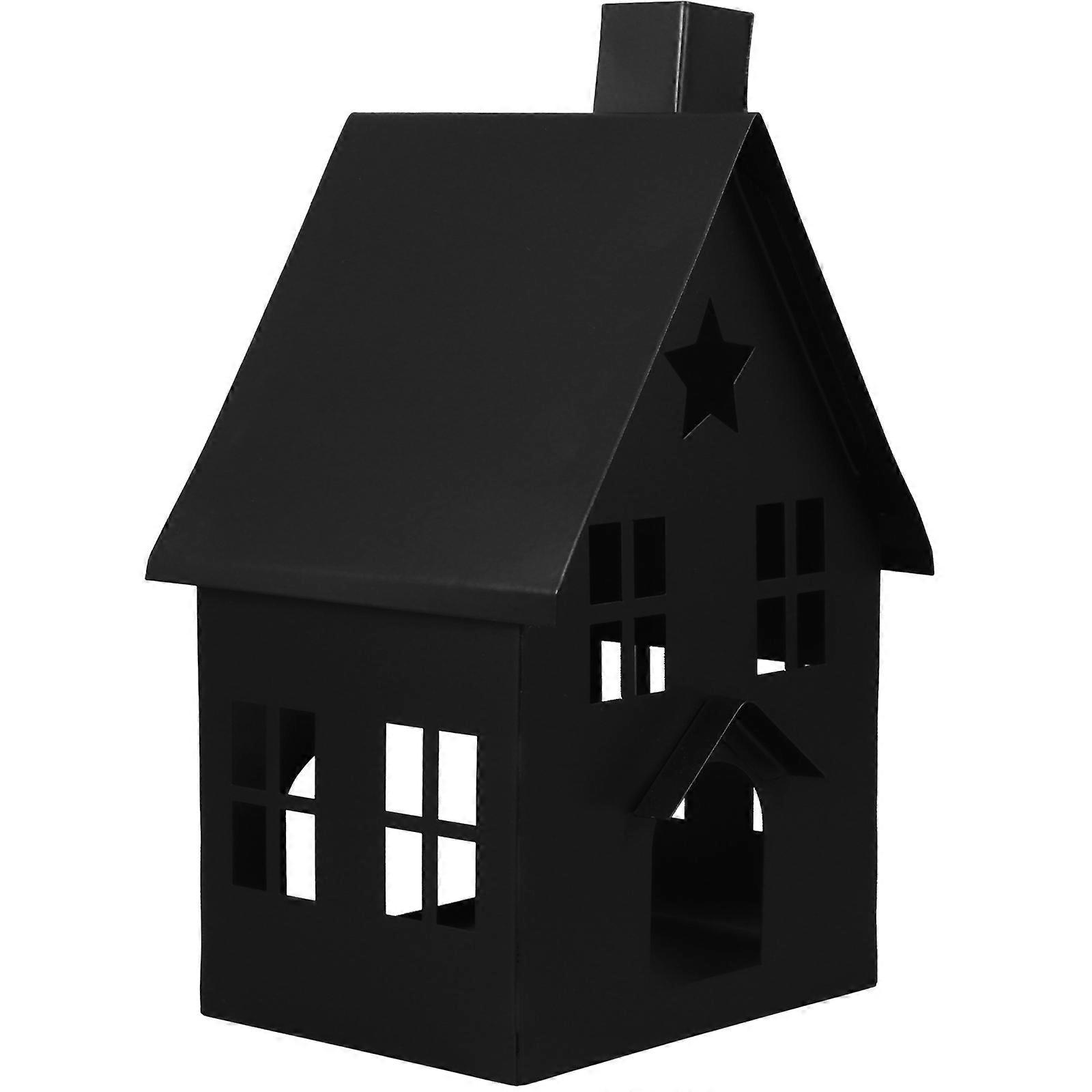 Black Iron House Shaped Candle Holder for Desktop Decor 5Pcs