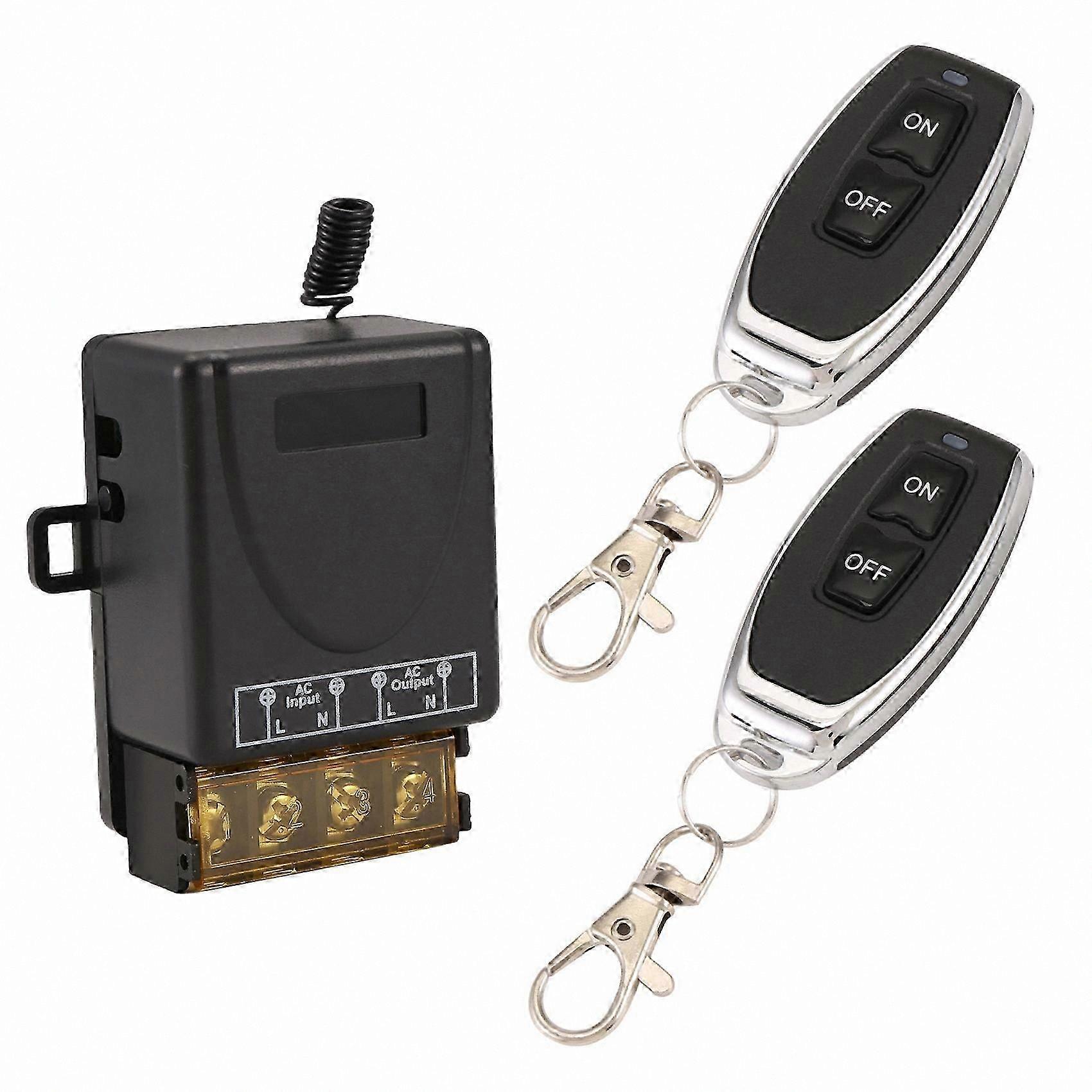 Wireless Remote Control Switch for AC 220V Appliances, 30A 1 Channel 433MHz RF Relay Receiver with On/Off Transmitter for Lamp and Electrical Devices