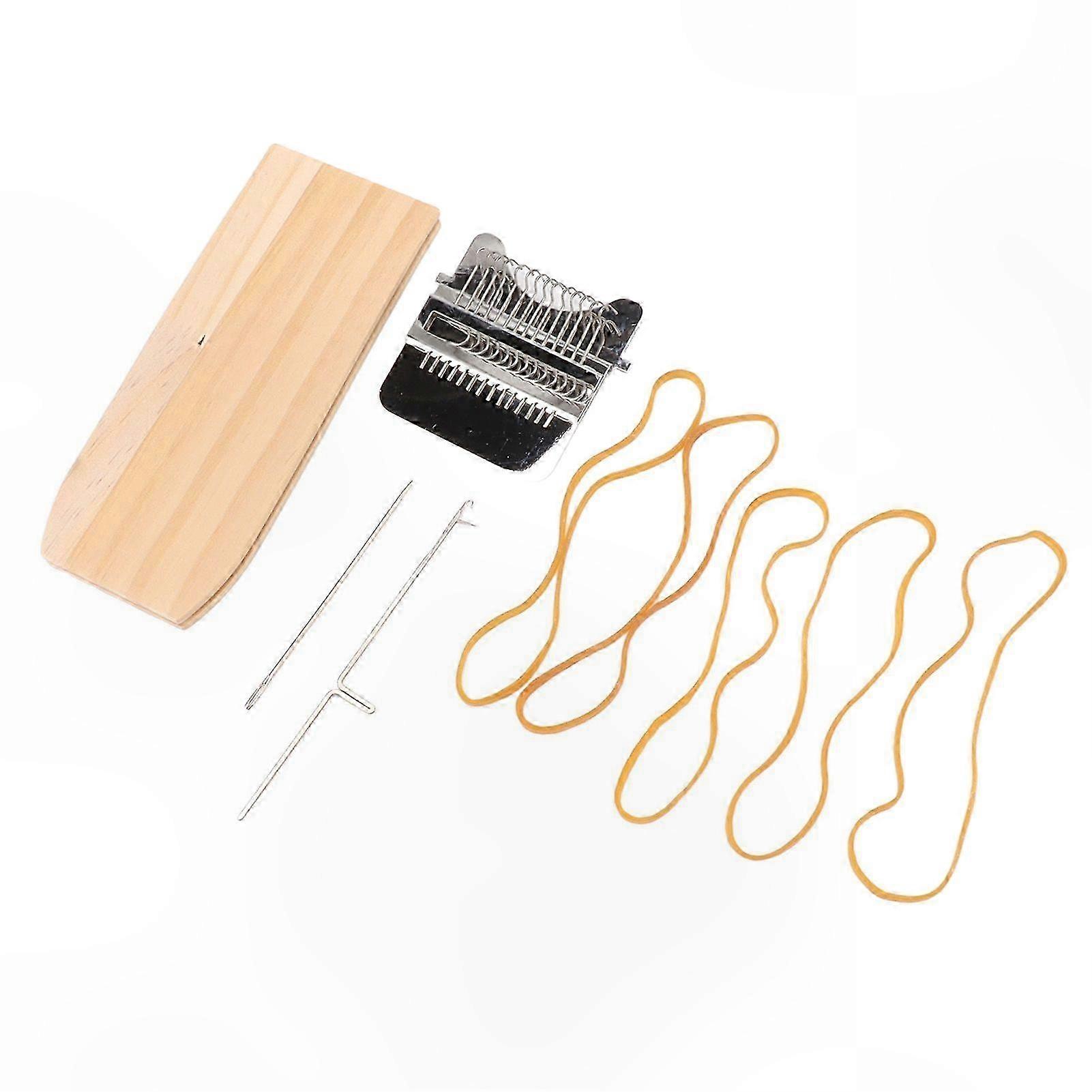 Portable Mini Weaving Loom Kit with 14 Hooks for DIY Sock and Clothing Repairs