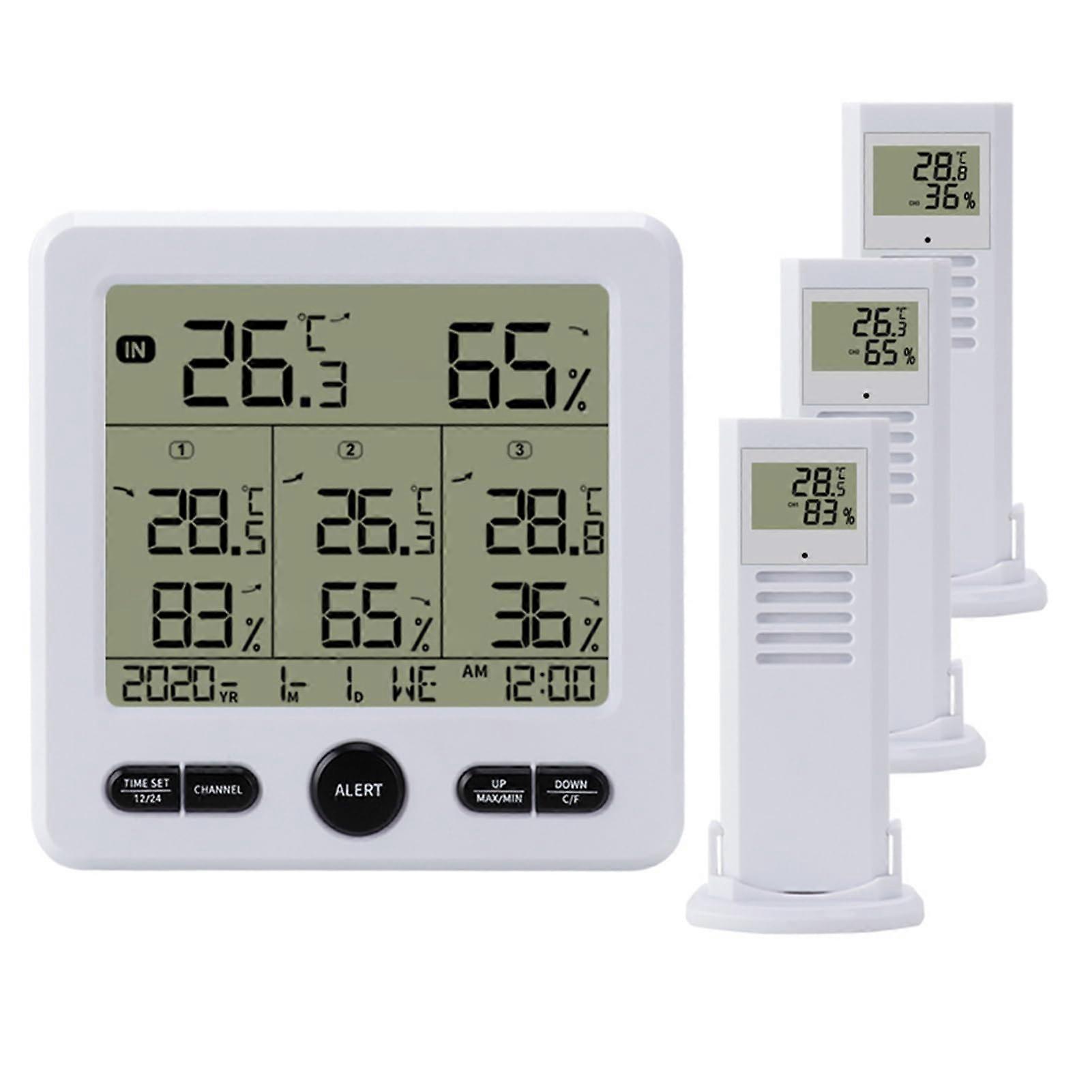 Wireless Weather Station With Temperature Alarm And Trend Display, Temperature And Humidity Display, Digital, White