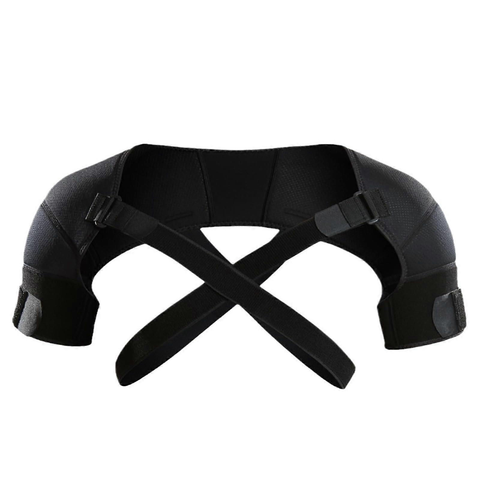 Shoulder Support Strap Adjustable, Double Cross Compression Brace For Posture Correction & Protection, LXL, Black