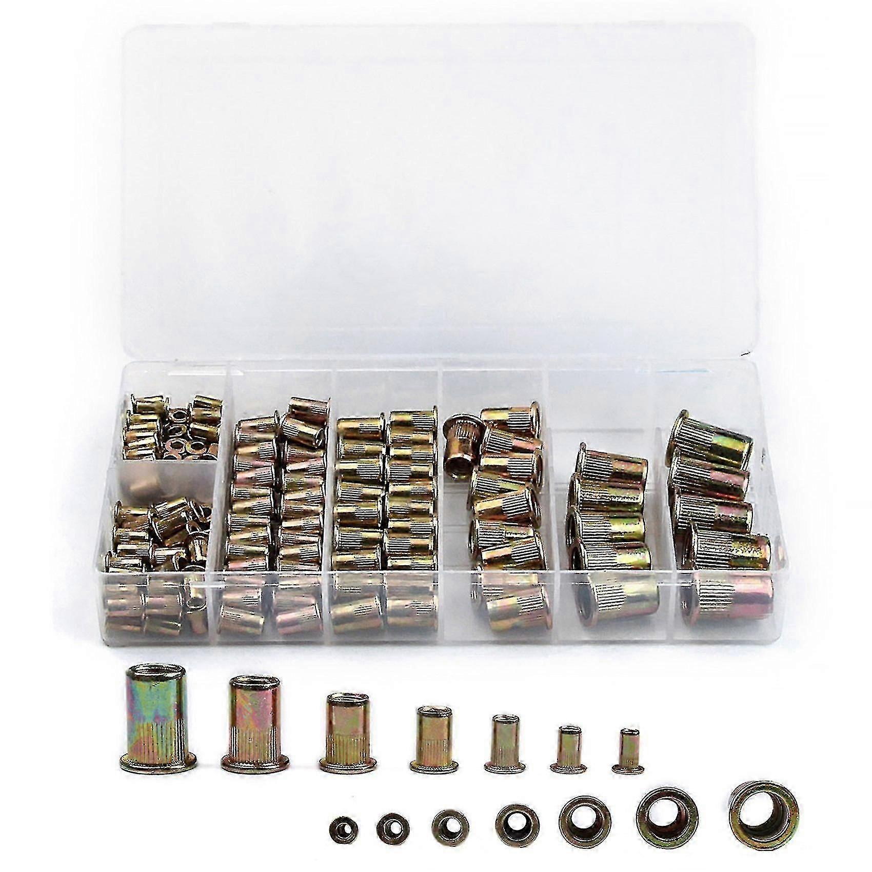 165pcs Boxed Color Steel Rivet Nuts M3/4/5/6/8/10/12 Combination