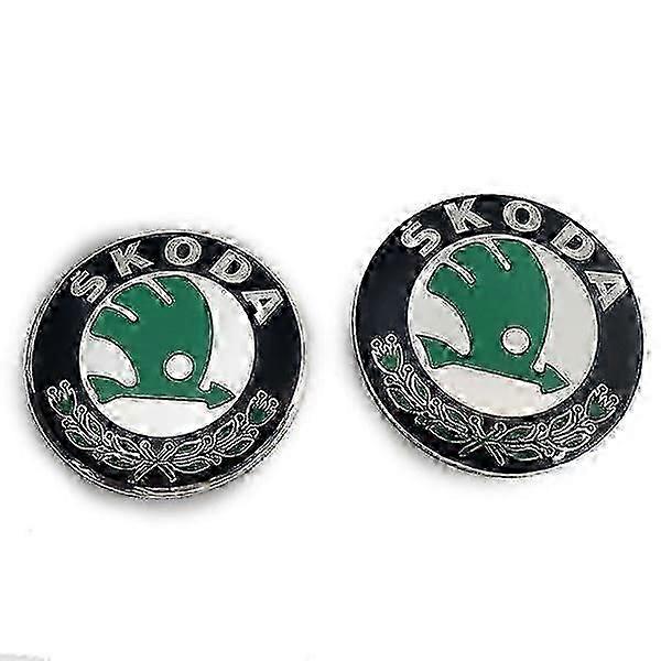 Car emblem 2 pcs for Skoda models 80 mm emblem hood and trunk
