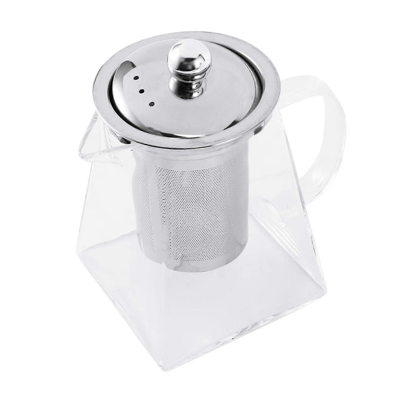 Square Glass Teapot with Infuser, 550 Ml Borosilicate Tea Pot with Strainer, Clear Leaf Tea Pots for Loose Tea
