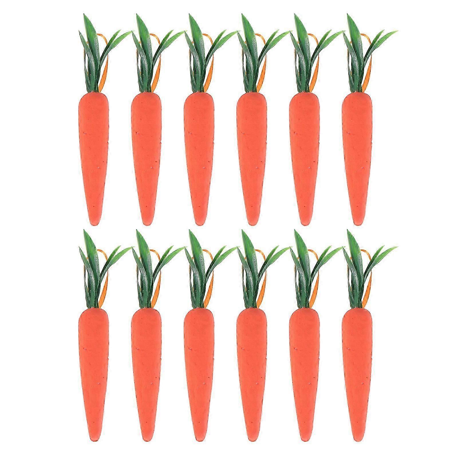 12Pcs Easter Carrot Decors Simulation Mini Carrots Creative Festival Pendants