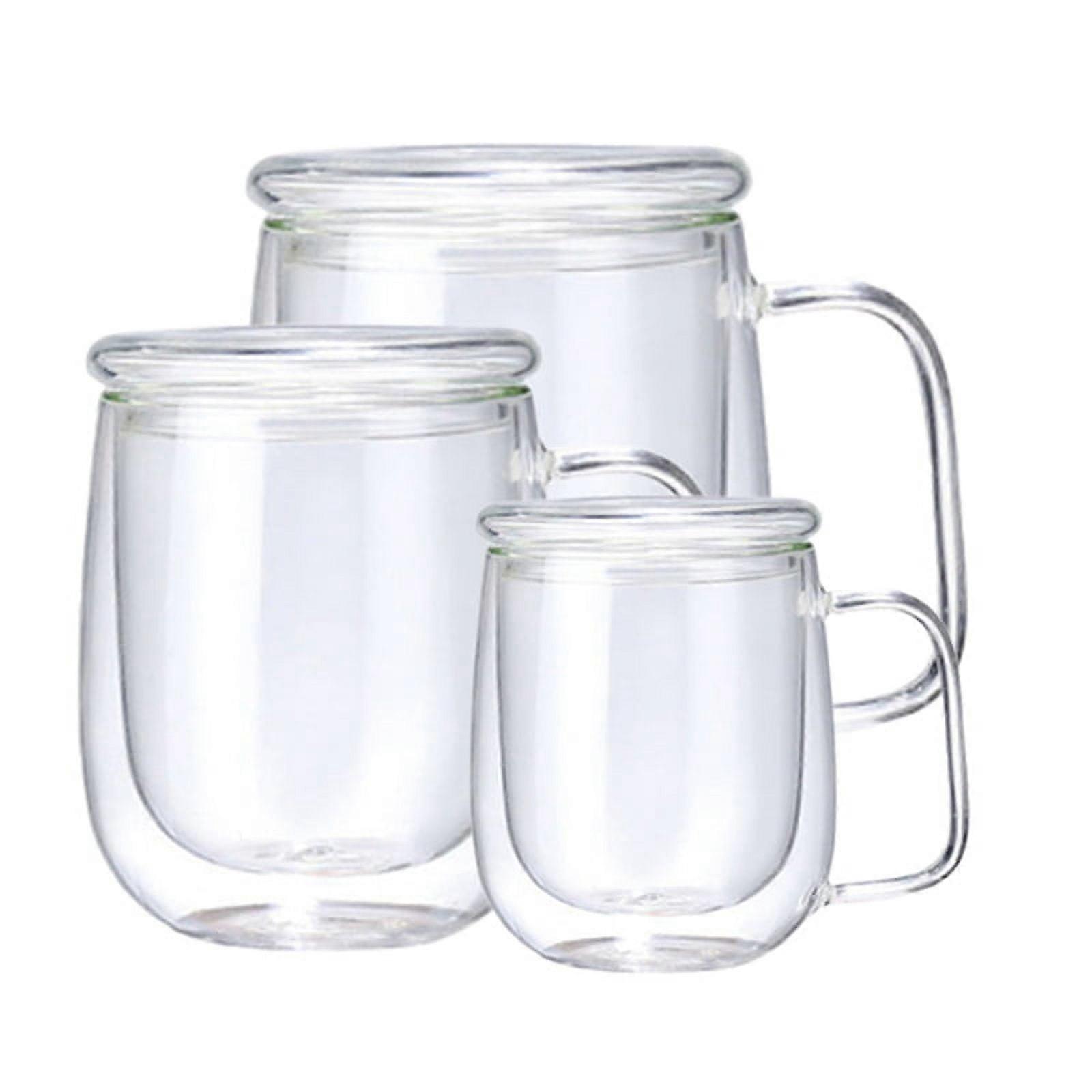 3 Pcs of 250-450ML Heat- Double-Layer Tea Cup Beer Coffee Handmade Cold Drink Transparent Drinking Set