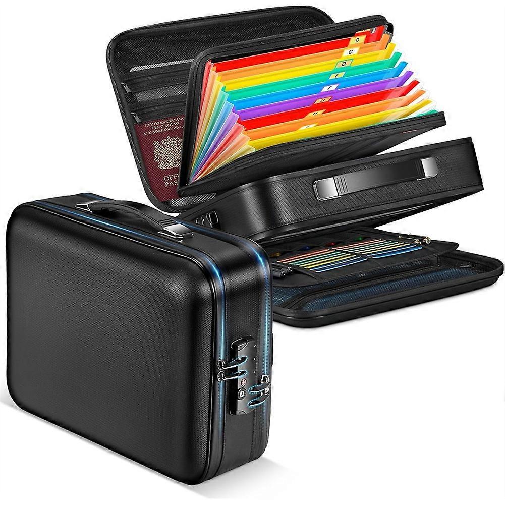 Fireproof Document Box Double-Zip,Hard-Shell Waterproof Fire Proof Bag with Lock & File Folder,for Home Office Documents