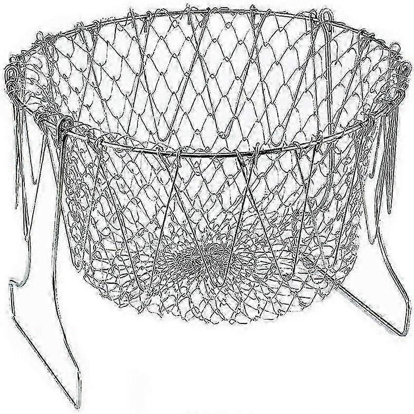 Foldable Stainless Steel Fry Basket for Deep Frying and Poaching