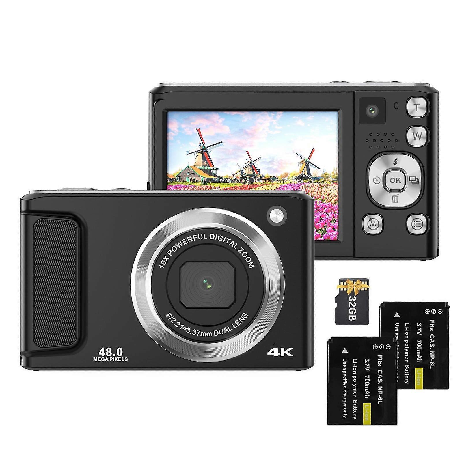 Eccomum 4K 48MP Vlogging Camera with Autofocus, 16X Zoom, 32GB Card, Portable Compact Travel Camera for YouTube