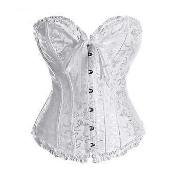 Top corsetto regolabile con cintura in vita, supporto completo per il torace, top bustier in nylon, corsetto gotico da donna, modellante XL, bianco