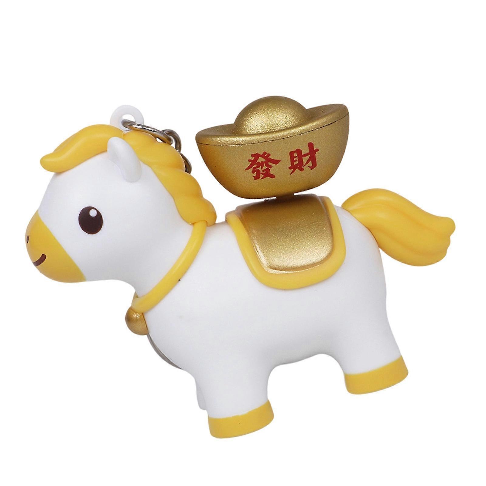 Plastic Miniature Horse Keychain Realistic Animal Sound Effects Multi Color Selections Lightweight Design Safe For Children Daily Use  Yellow