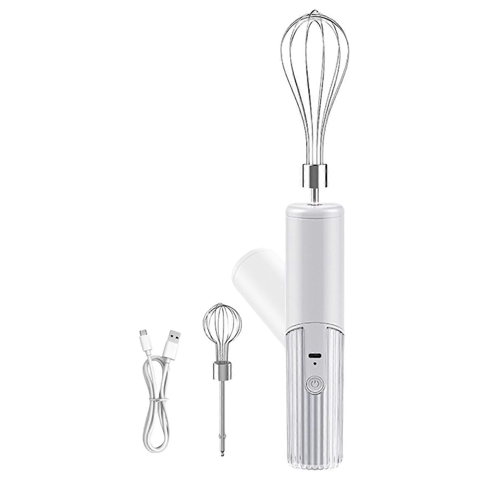 Portable Electric Eggs Beater With Double changeable Attachments 3 Speed Mode Space Saving Foldable Body  White