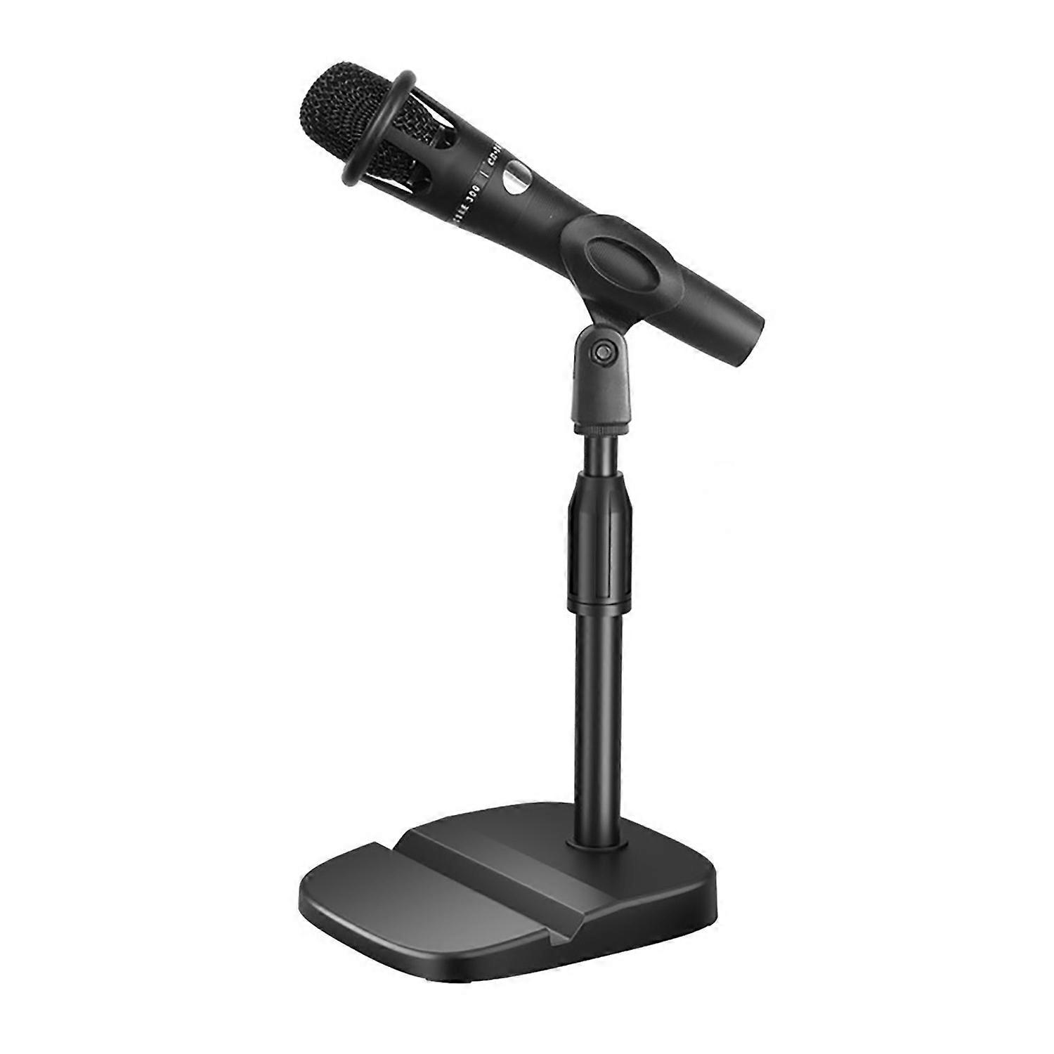 Desktop Microphone Stand Adjustable Prevent Slip Table Mic Holder with Phone Tablet Slot for Live St