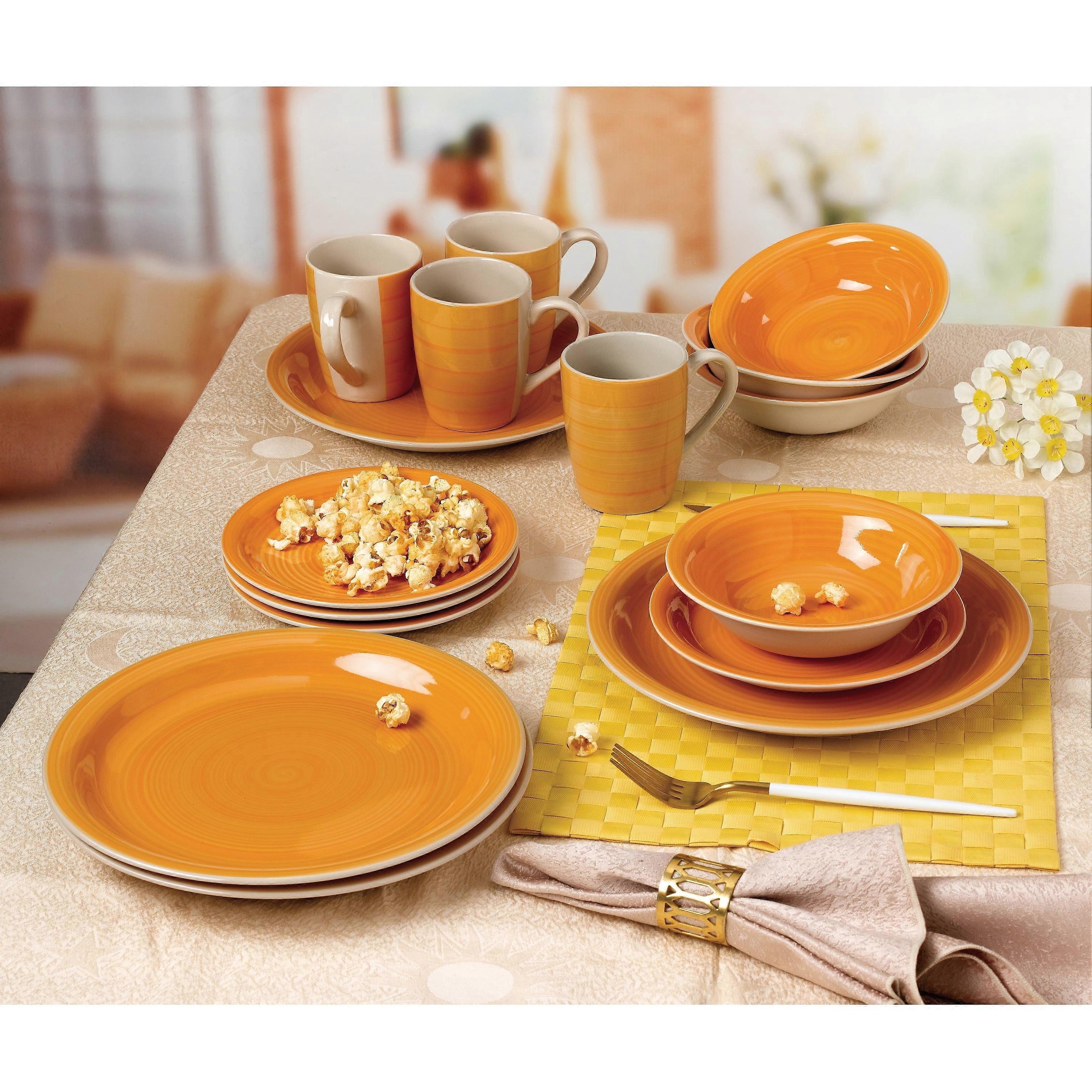 Studio Dinnerware 16 Piece Hand Painted Color Dinnerware Set, Service for 4 Yellow