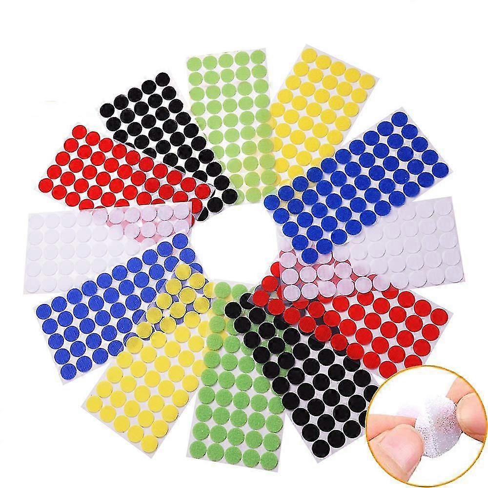 300pairs 2cm Diameter Colorful Hook And Loop Self Adhesive Fastener Dots Coins Sticky Back Heavy Duty Circles