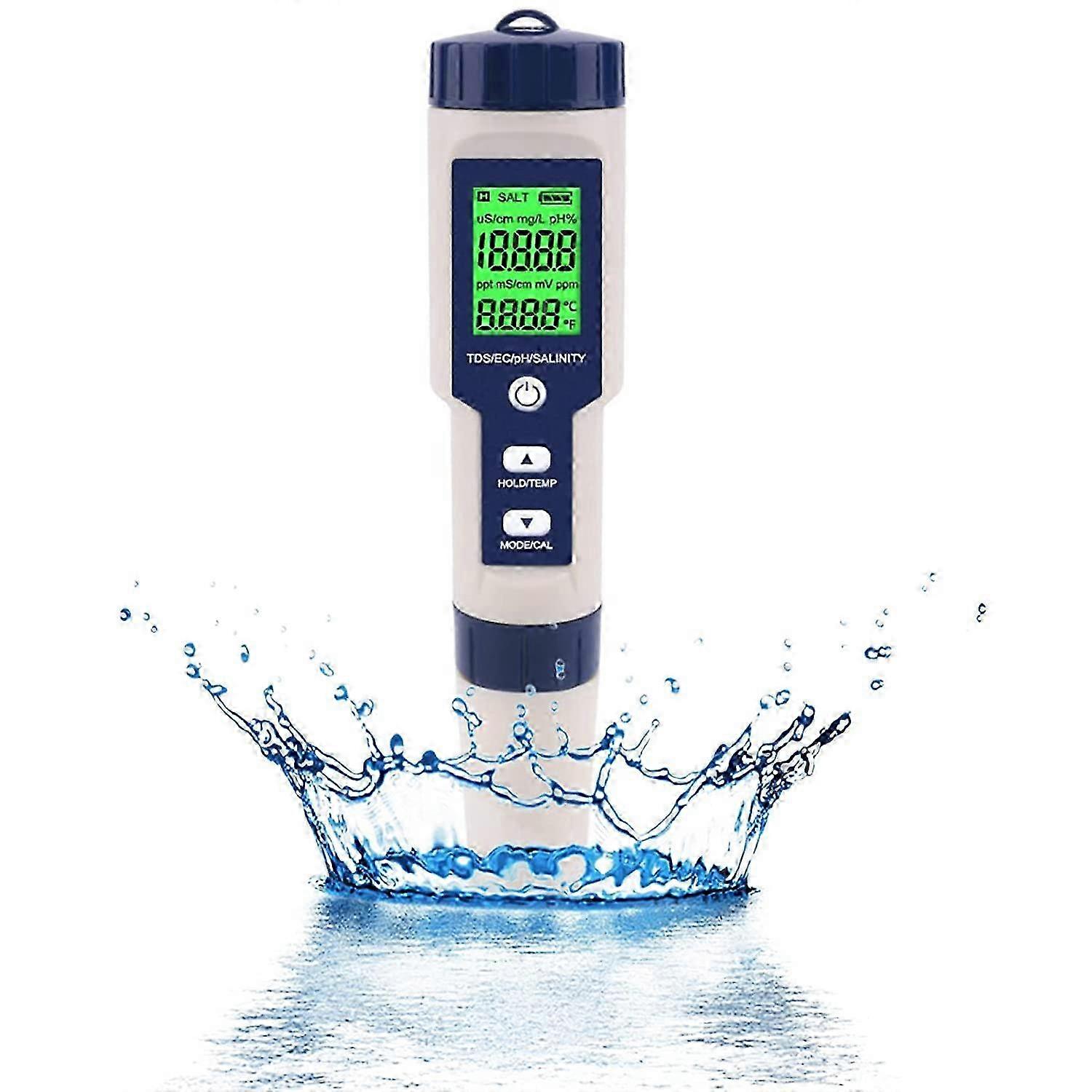 PH Meter, 5 In 1 PH/TDS/EC/ORP/Temperature, Water Quality Monitor Tester for Swimming Pools, Hydroponics, Drinking Water, Aquariums