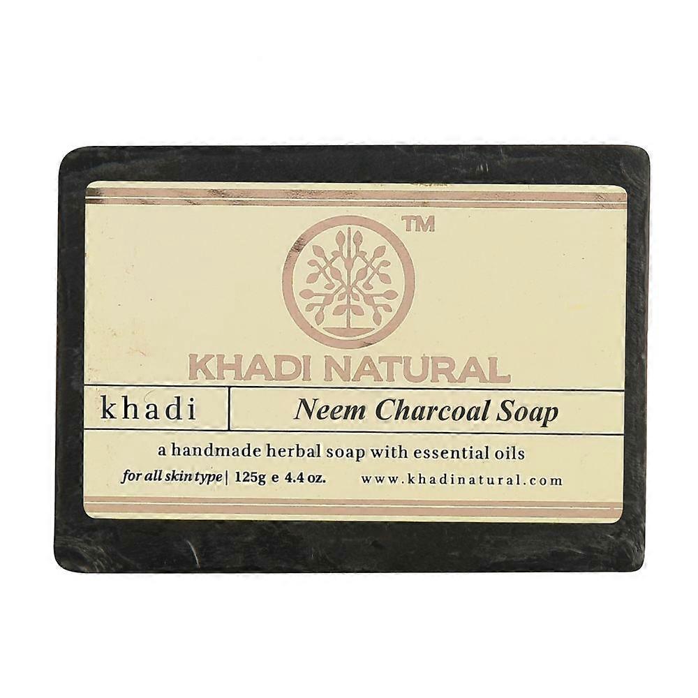 Natural handmade soap with Neem and Bamboo charcoal: for problem skin (125 g), Neem Charcoal Soap Handmade, Khadi Natural