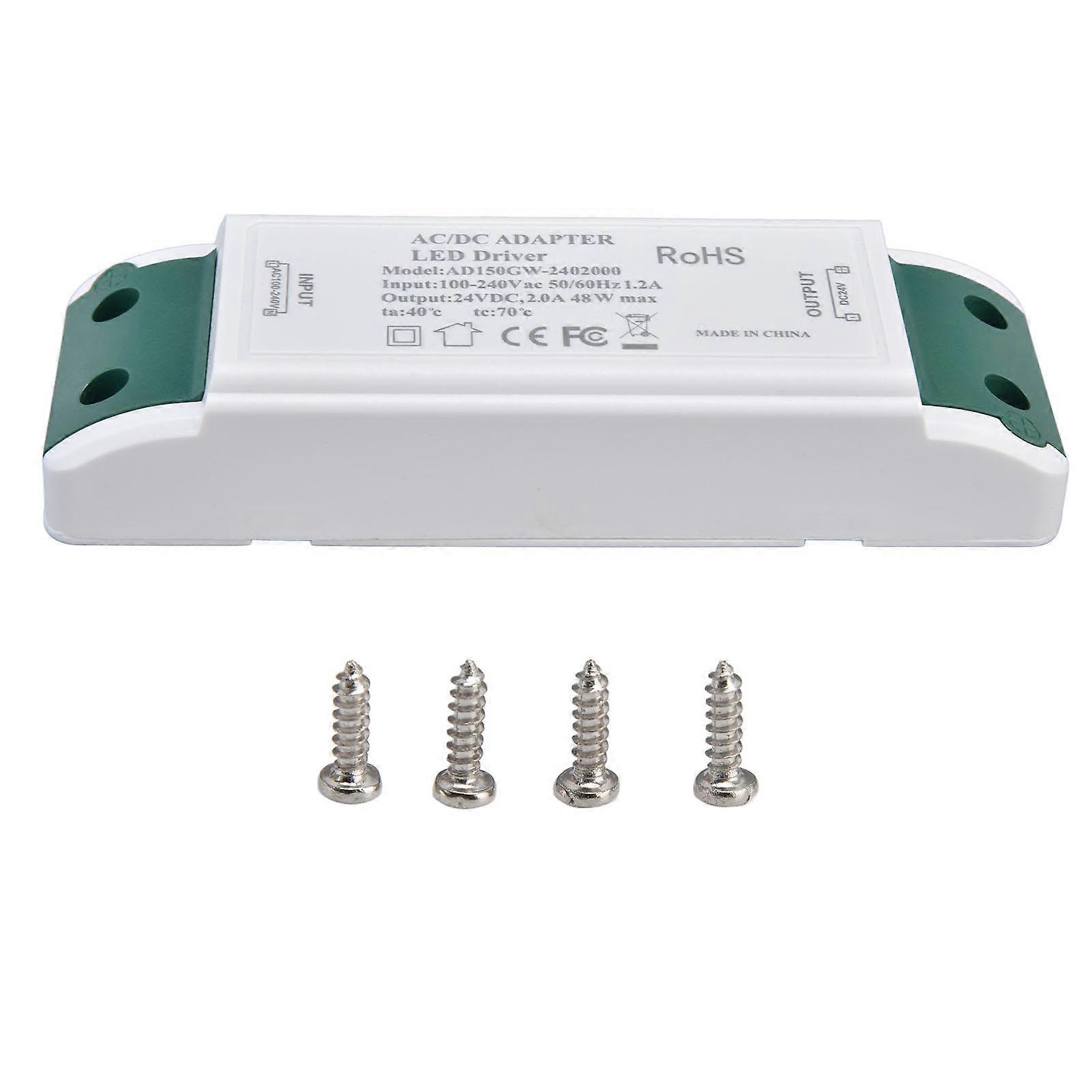 LED Transformer 24V DC 2A 48W Constant Current LED Power Supply Driver for Home and Office