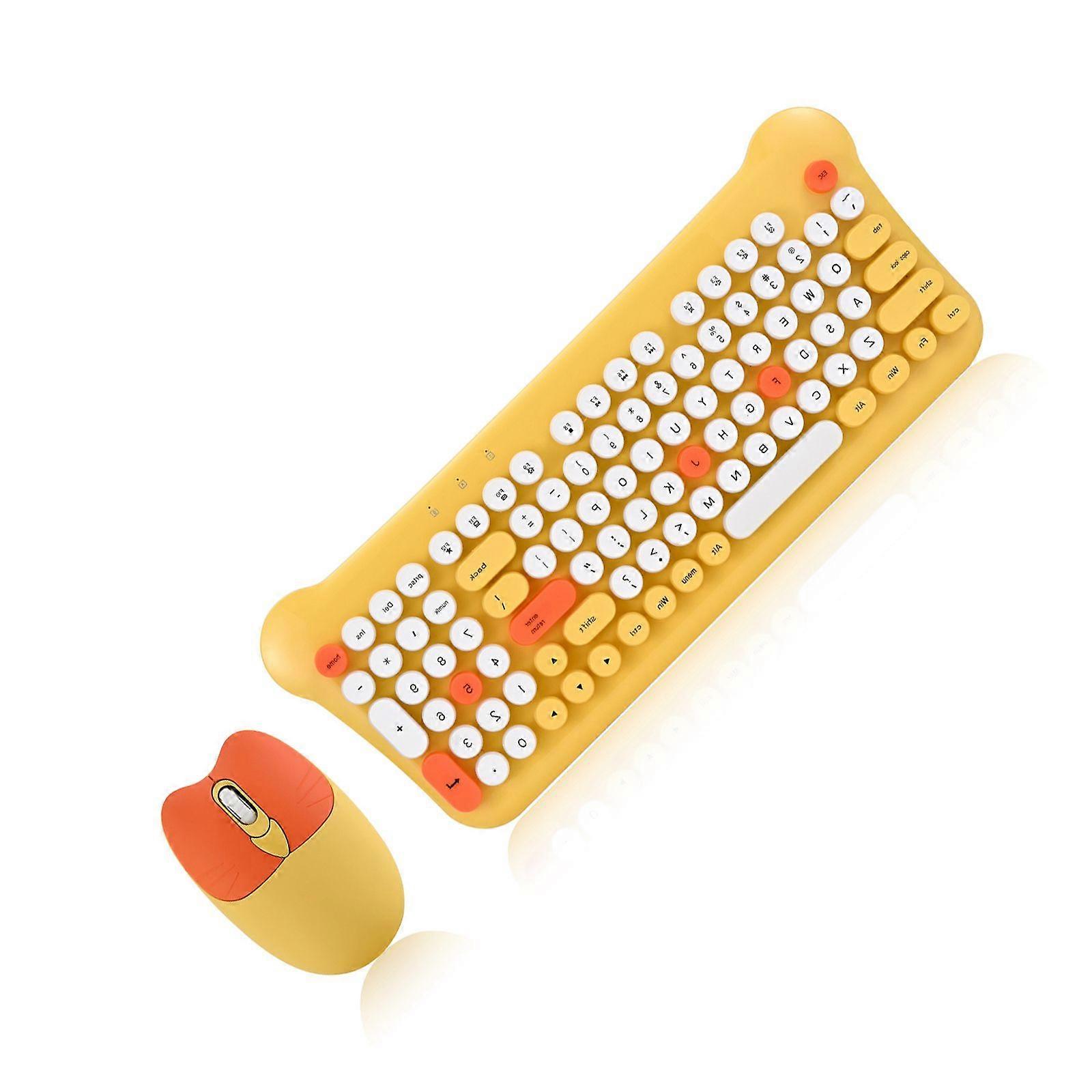 2.4Ghz Wireless Rechargeable Keyboard Mouse Combo 100 Keys Ergonomic Keyboard Gaming Mouse Ergonomic Gaming Mouse  Yellow