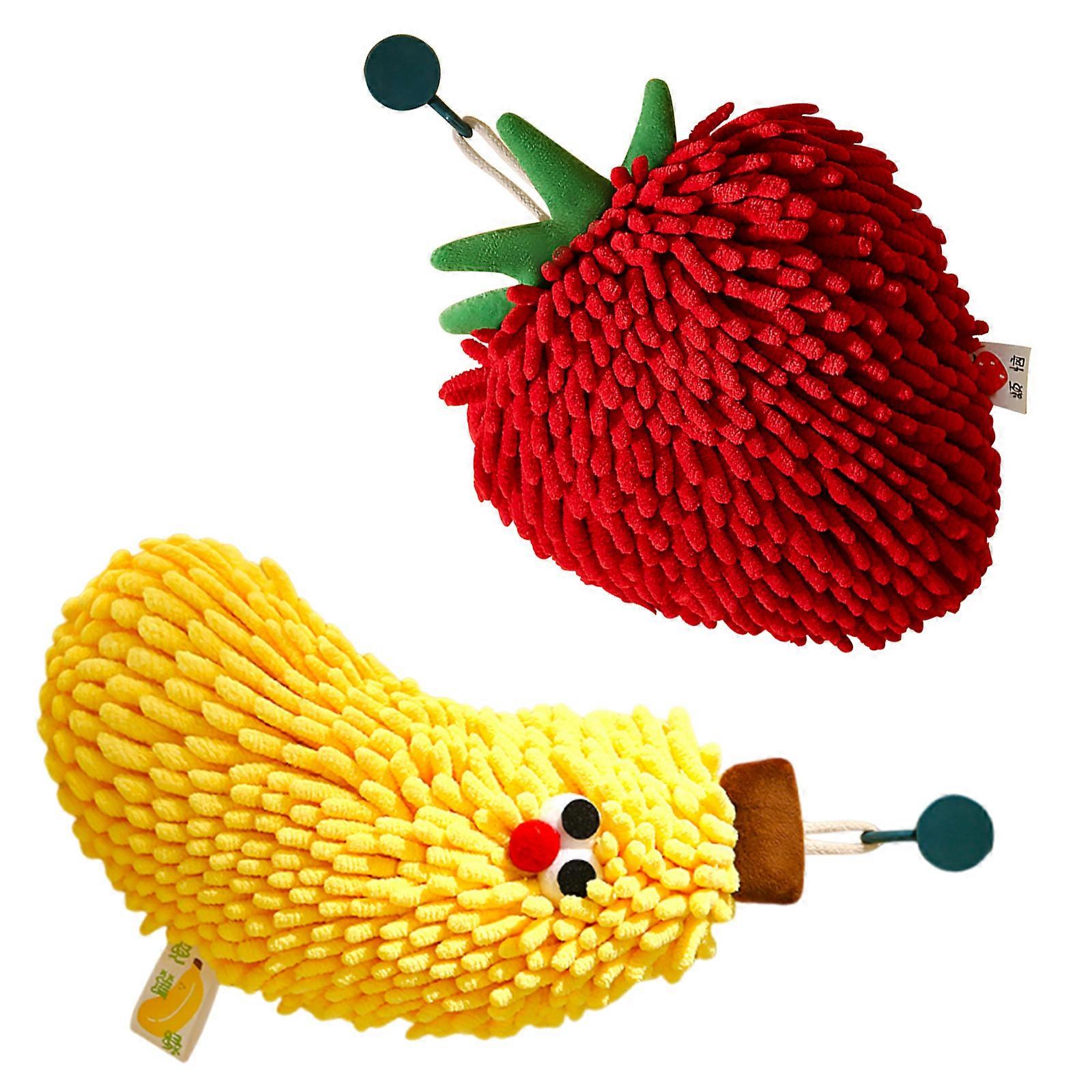 Double Pack Cute Strawberry and banana Design Towels Absorbent Snow Chenilles Materials Decorative Home Use Multicolor