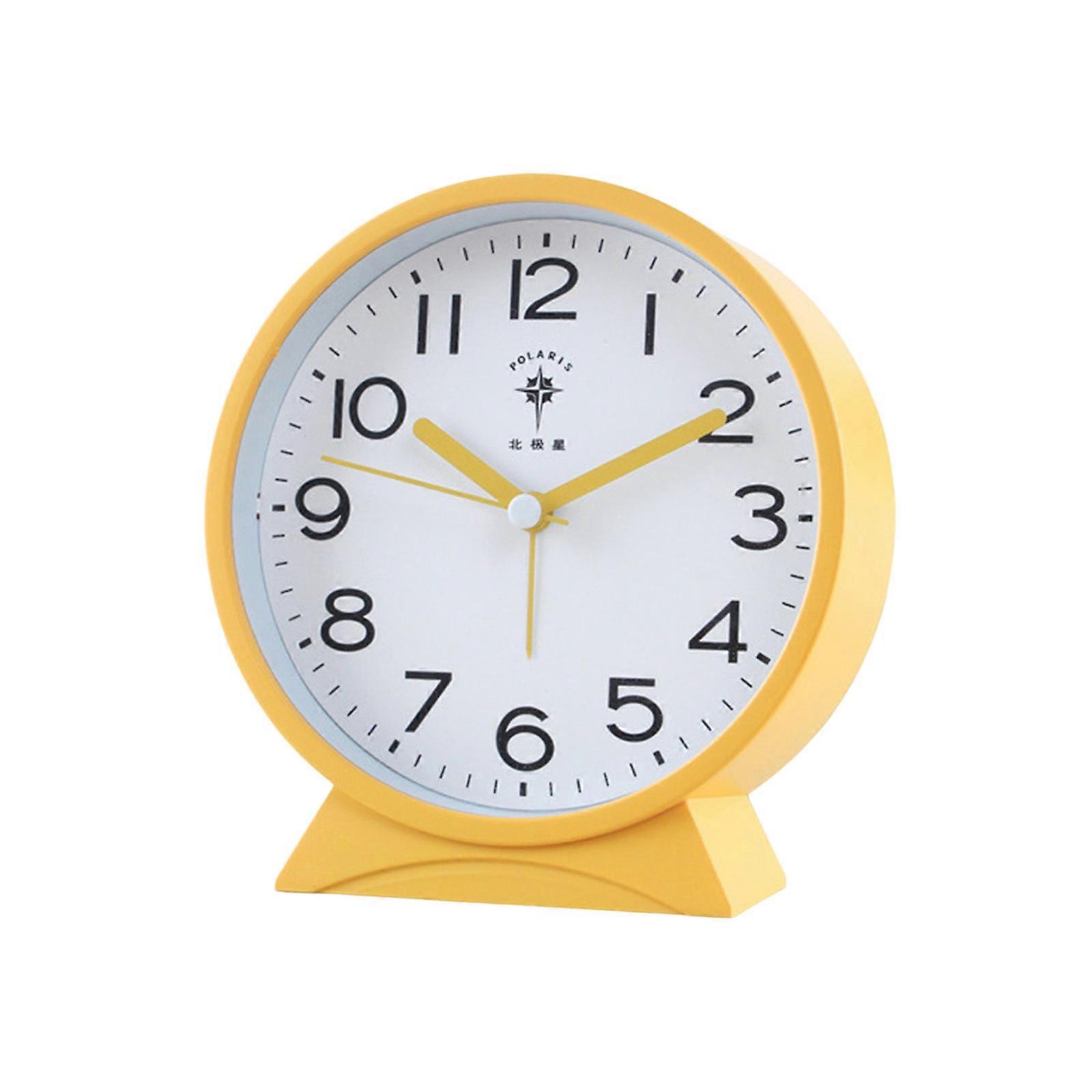 Bedroom Alarm Clock with Quiet Operations Noiseless for a Peaceful Sleep Battery Operated Bedside Analog Table Clock  Yellow