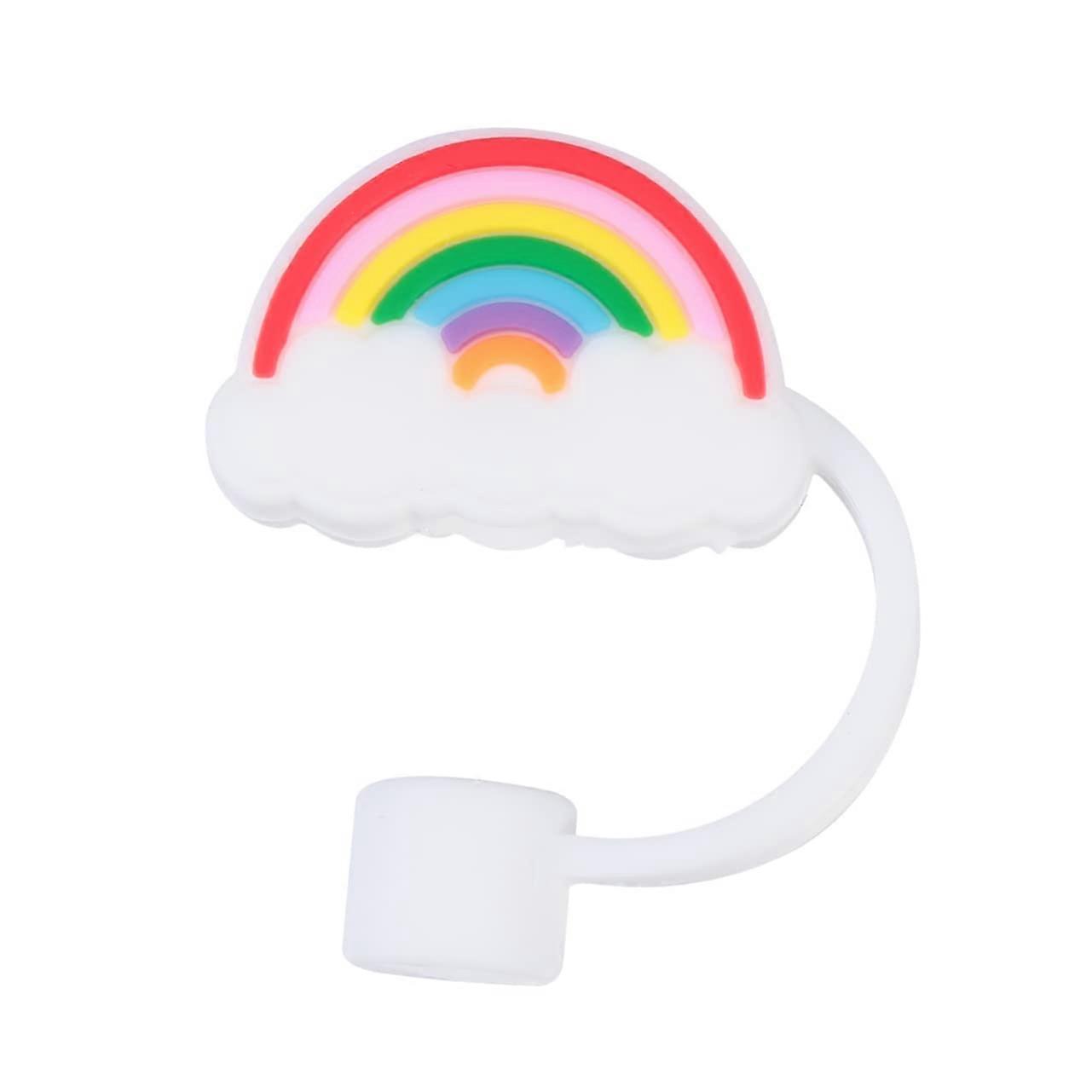 Silicone Straw Cover DustProof Rainbow Cap for Bubble Tea, Juice Cups and Bottles